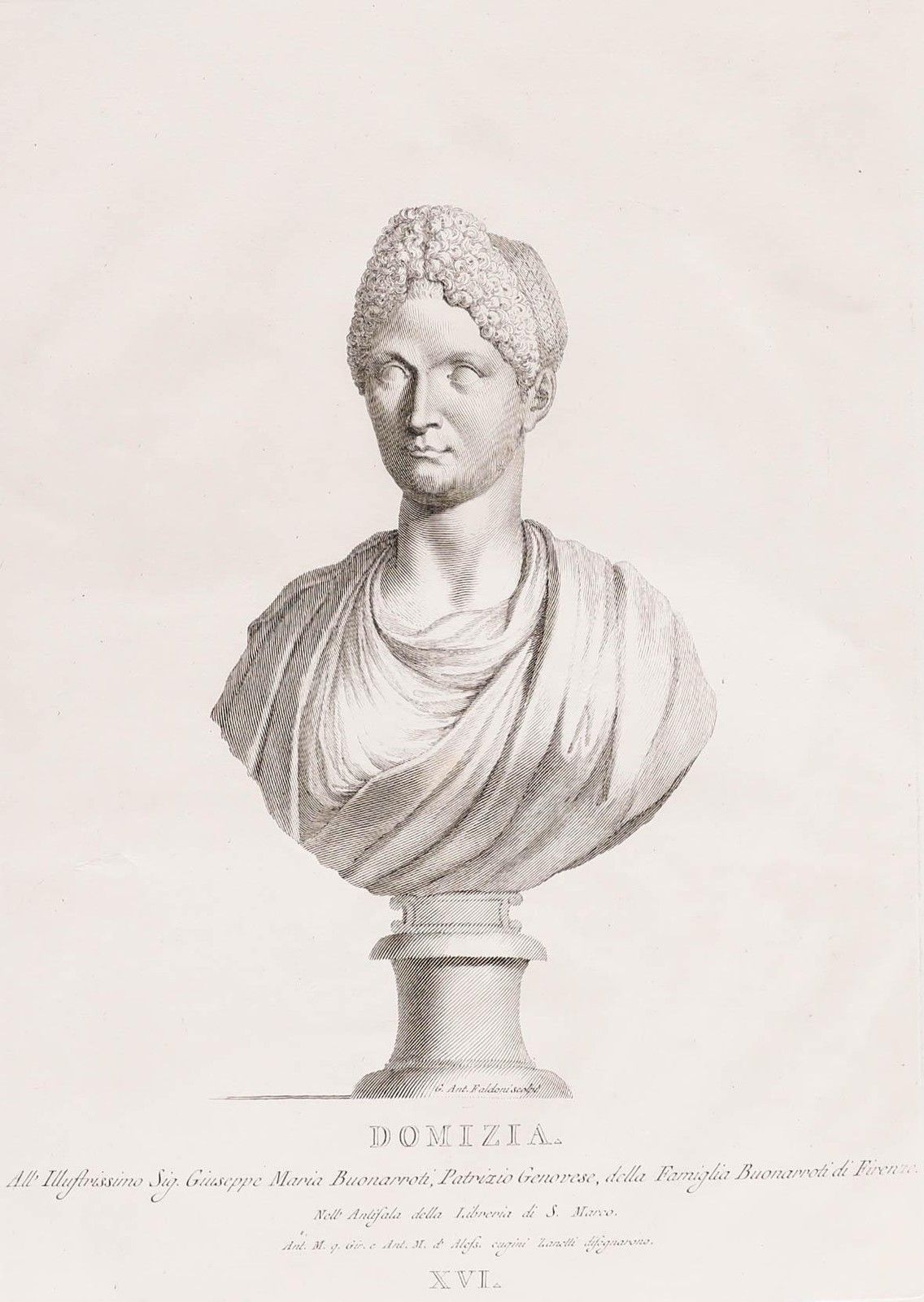 Zanetti's Ancient Statues 18th Century Engraving, Domizia Longina photo furniture