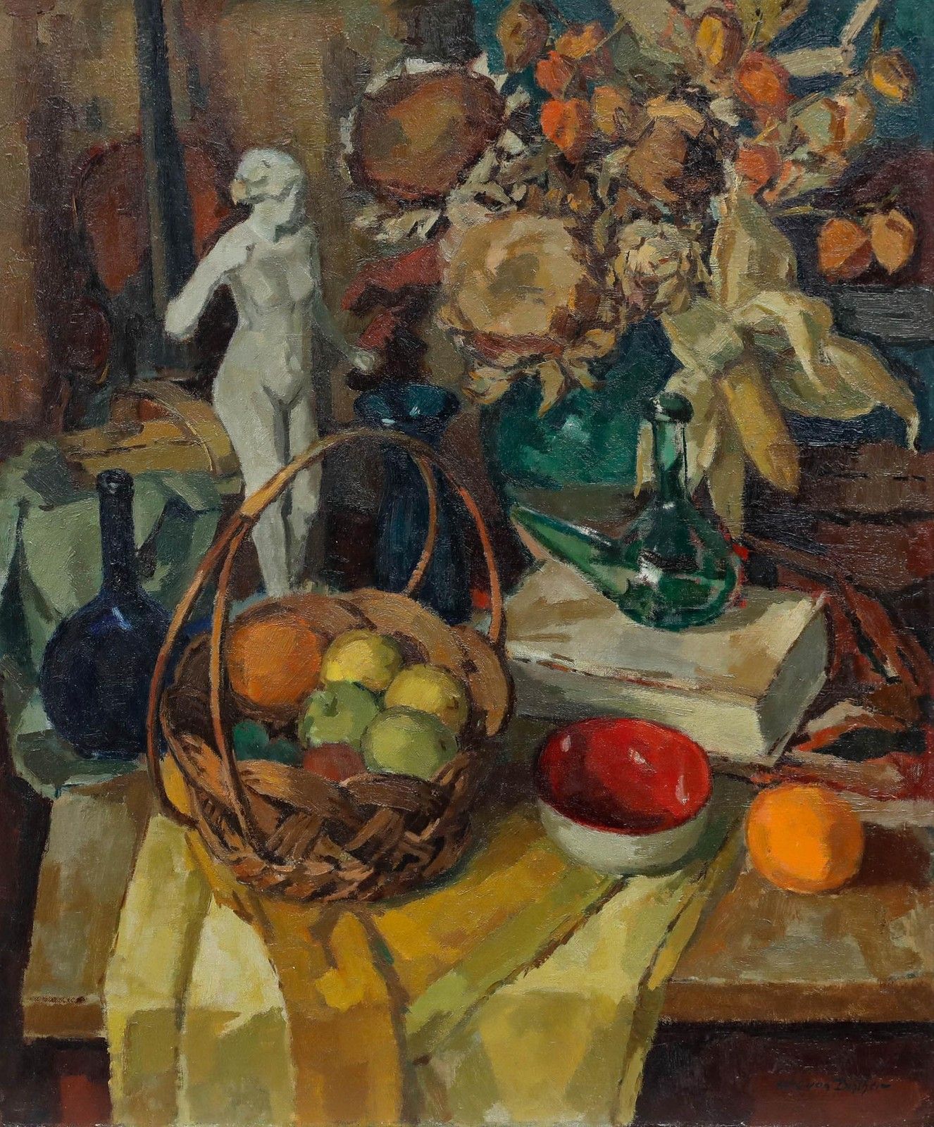 Wil Van Dinther (1917 1997) Mid 20th Century Oil, A Bountiful Table photo furniture