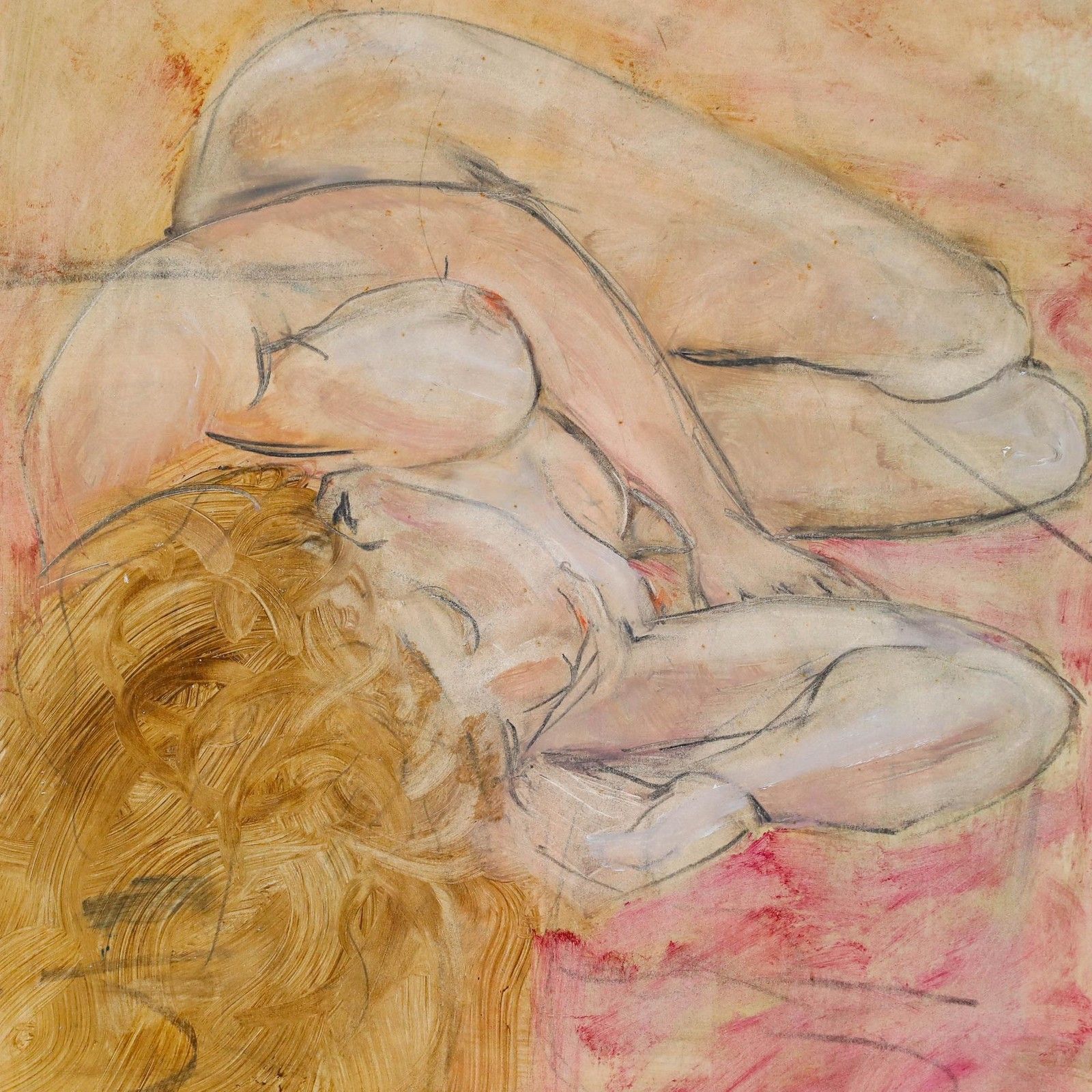 Marion E. Taylor (B.1948) Contemporary Oil, Reclining Nude photo for sale
