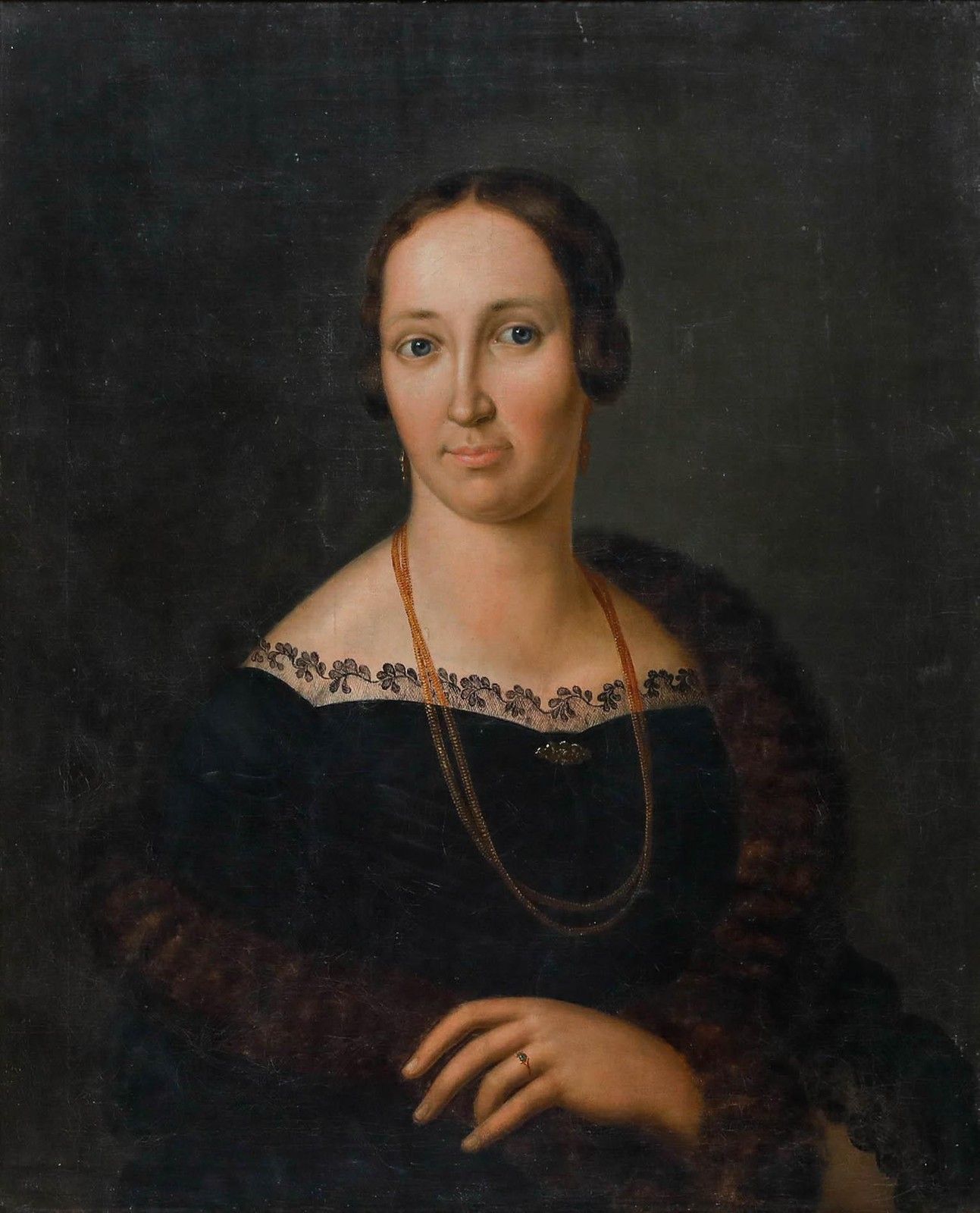 Rudolf Tanner (1781 1853) Fine 1840 Oil, Lady In Lace And Fur photo furniture