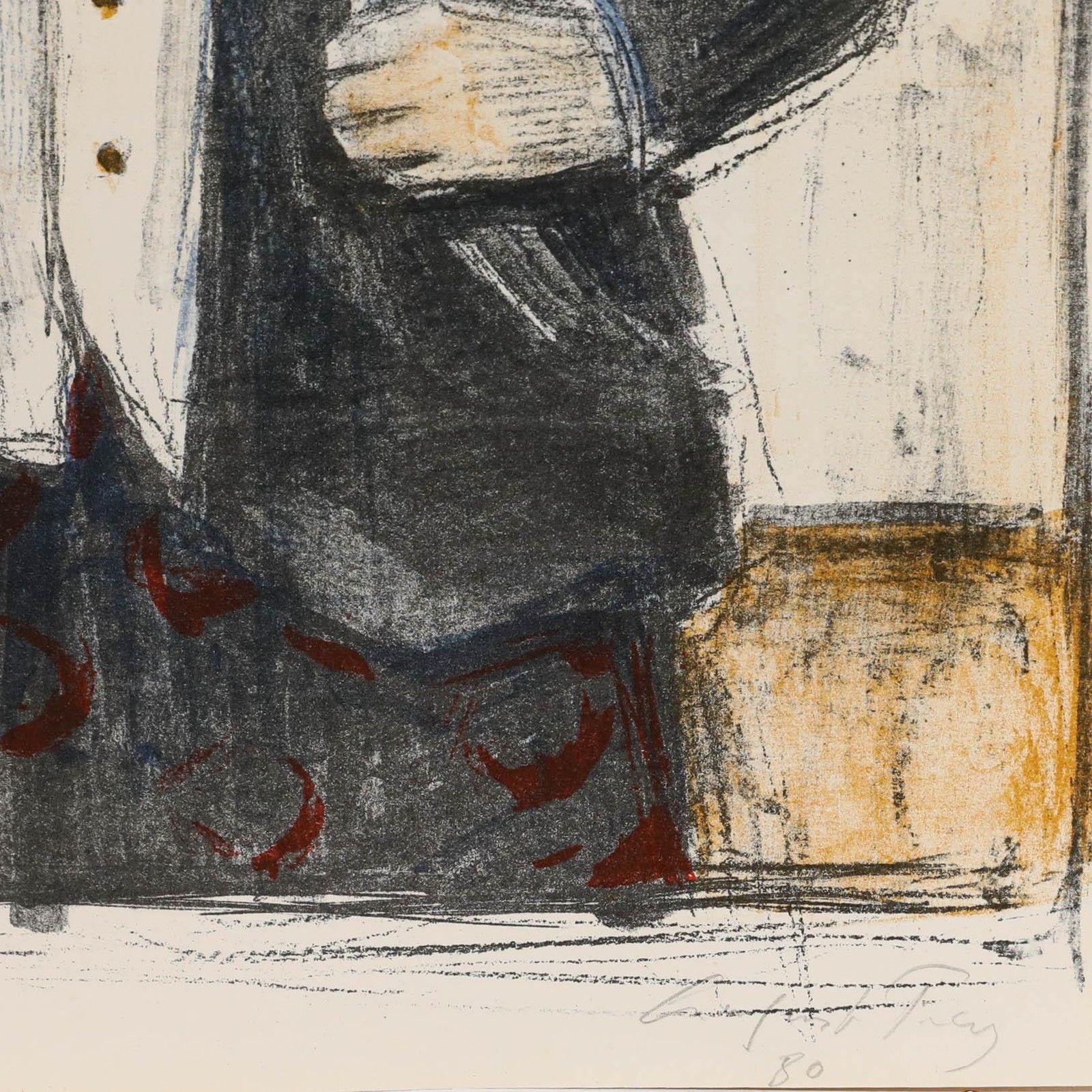 August Frey (1912 1998) 1980 Lithograph, Clown With Rose photo 145.0