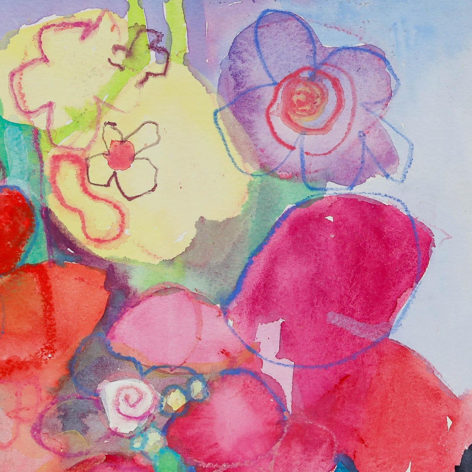 Nola Armstrong 20th Century Mixed Media, Bouquet In Purple And Red photo for sale