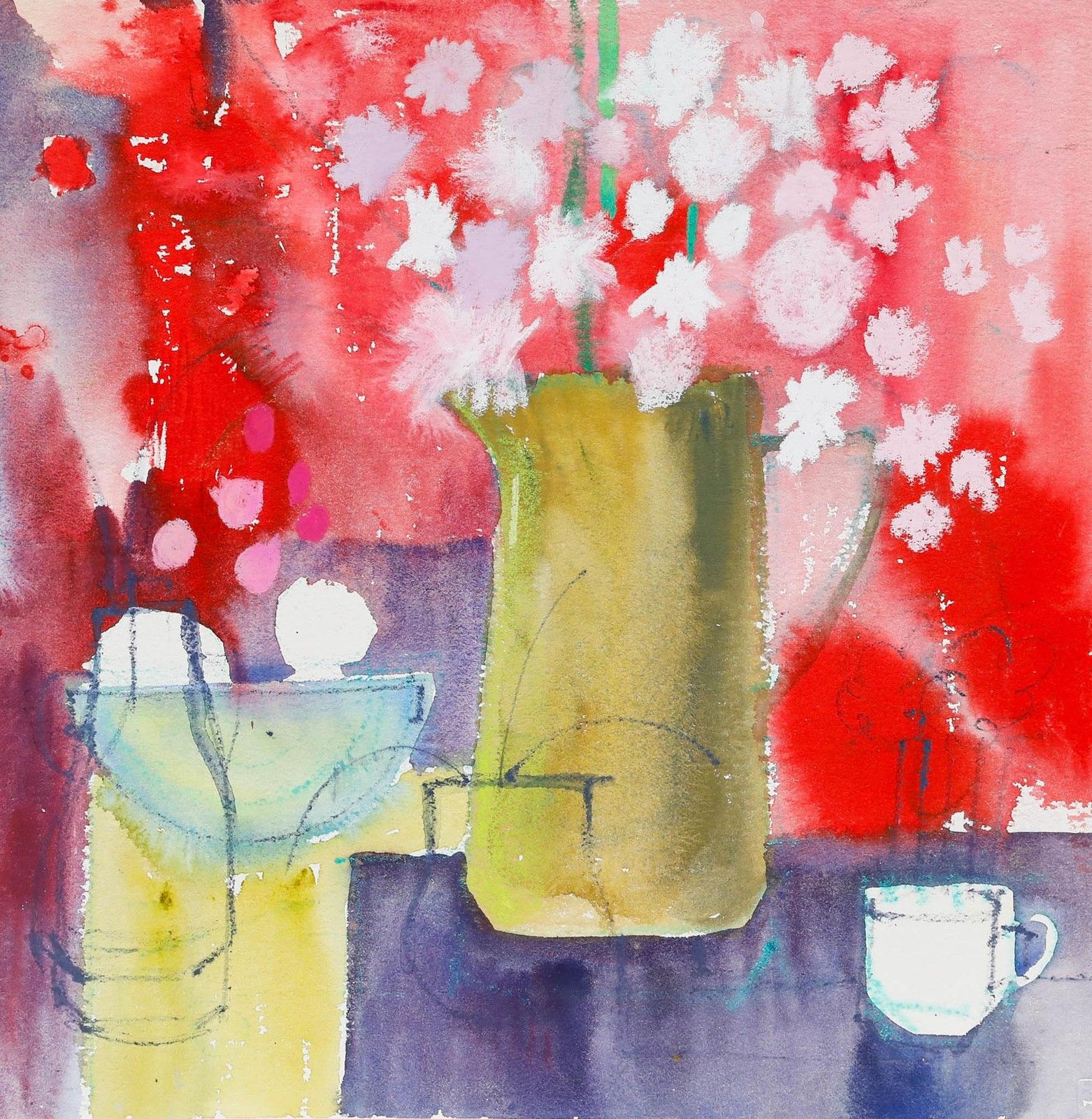 Nola Armstrong 20th Century Mixed Media, Ceramics And Flowers photo furniture
