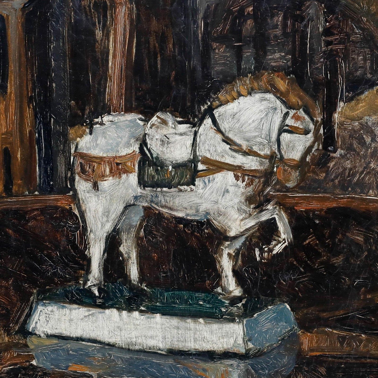 Henri Louis Ph. Leroux (1872 1942) Framed Oil, The White Horse photo Art