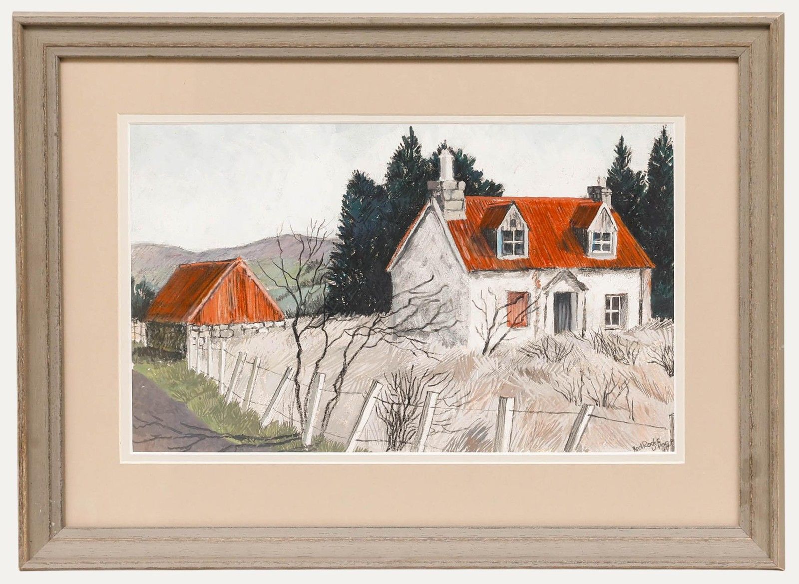 Dione Page (1936 2021) Framed Contemporary Pastel, Red Roofs