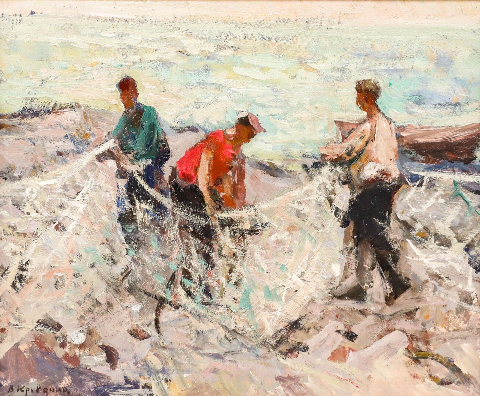Russian Mid 20th Century Oil Unraveling The Nets photo furniture