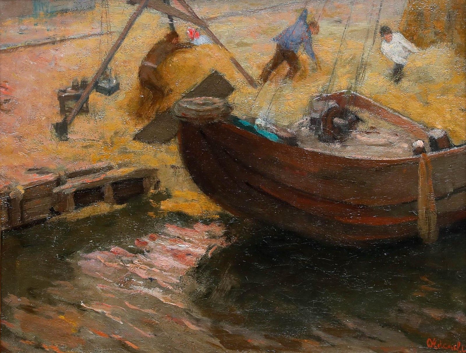 Ferdinand Gustaaf Oldewelt (1857 1935) Framed Oil, Hayship Harbour photo for sale