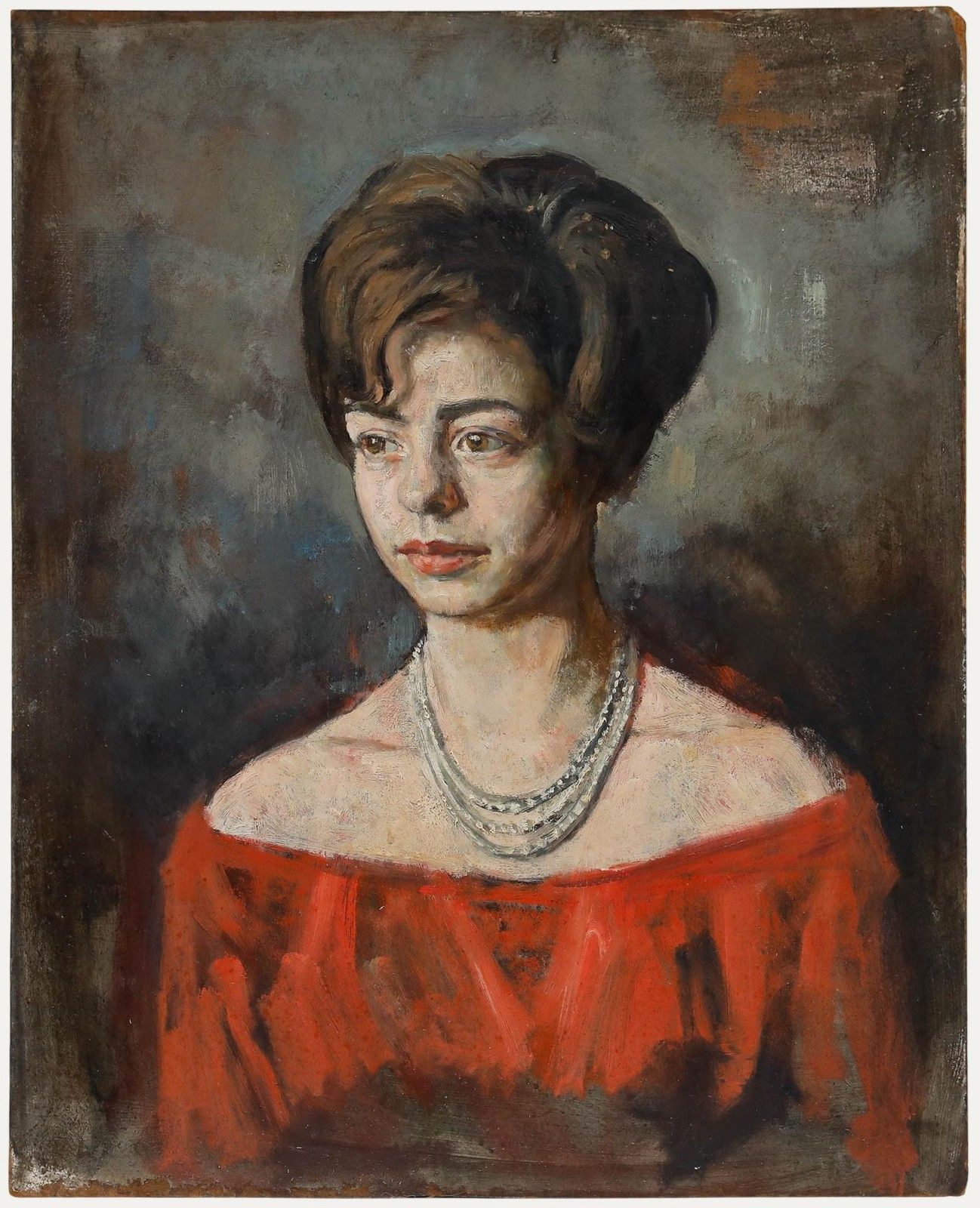 George Weissbort (1928 2013) 20th Century Oil, Lady In The Red Bardot