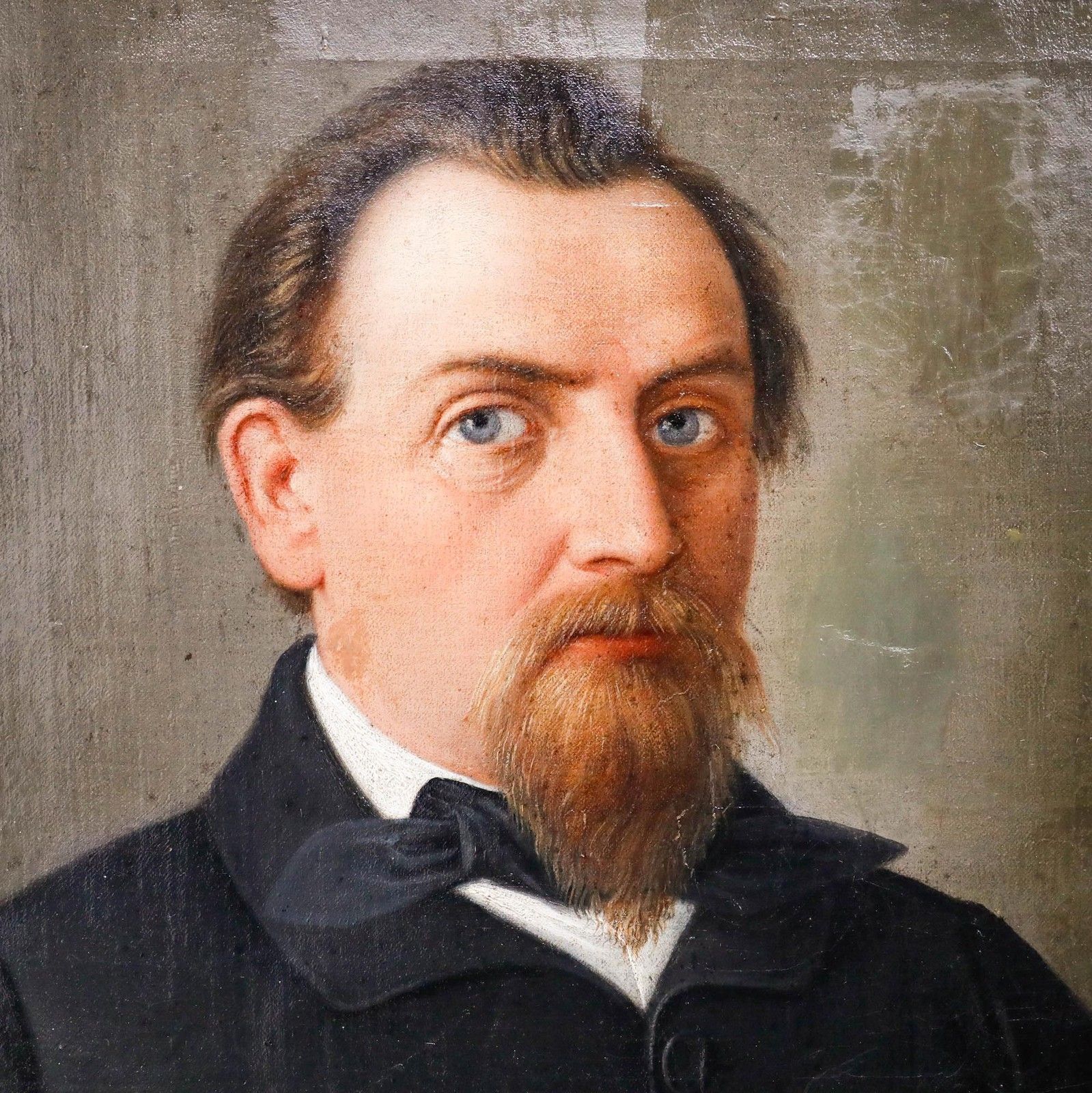 19th Century Oil Gentleman In A Striped Waistcoat photo Art