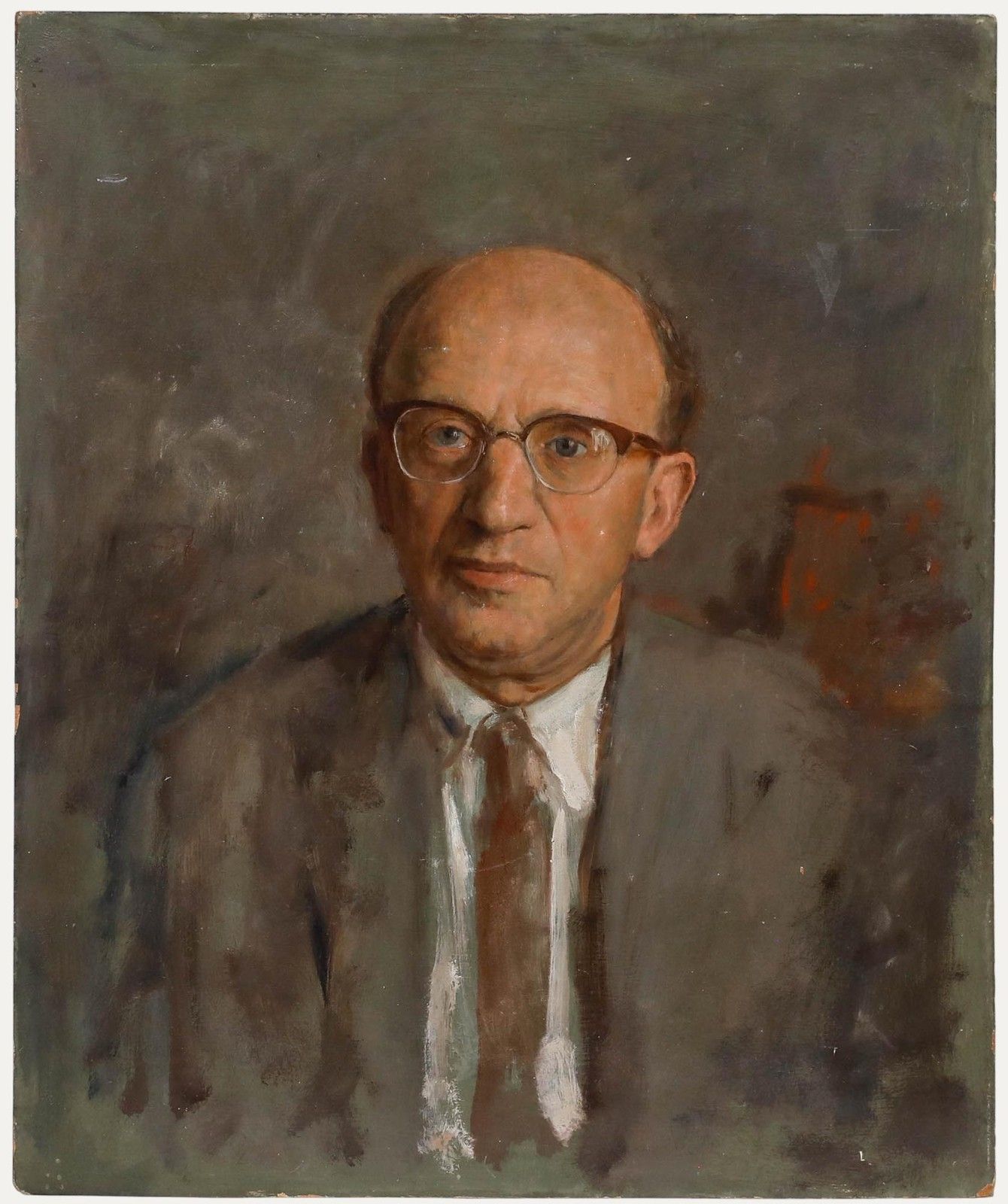 George Weissbort (1928 2013) 20th Century Oil, Portrait Of A Man With Glasses