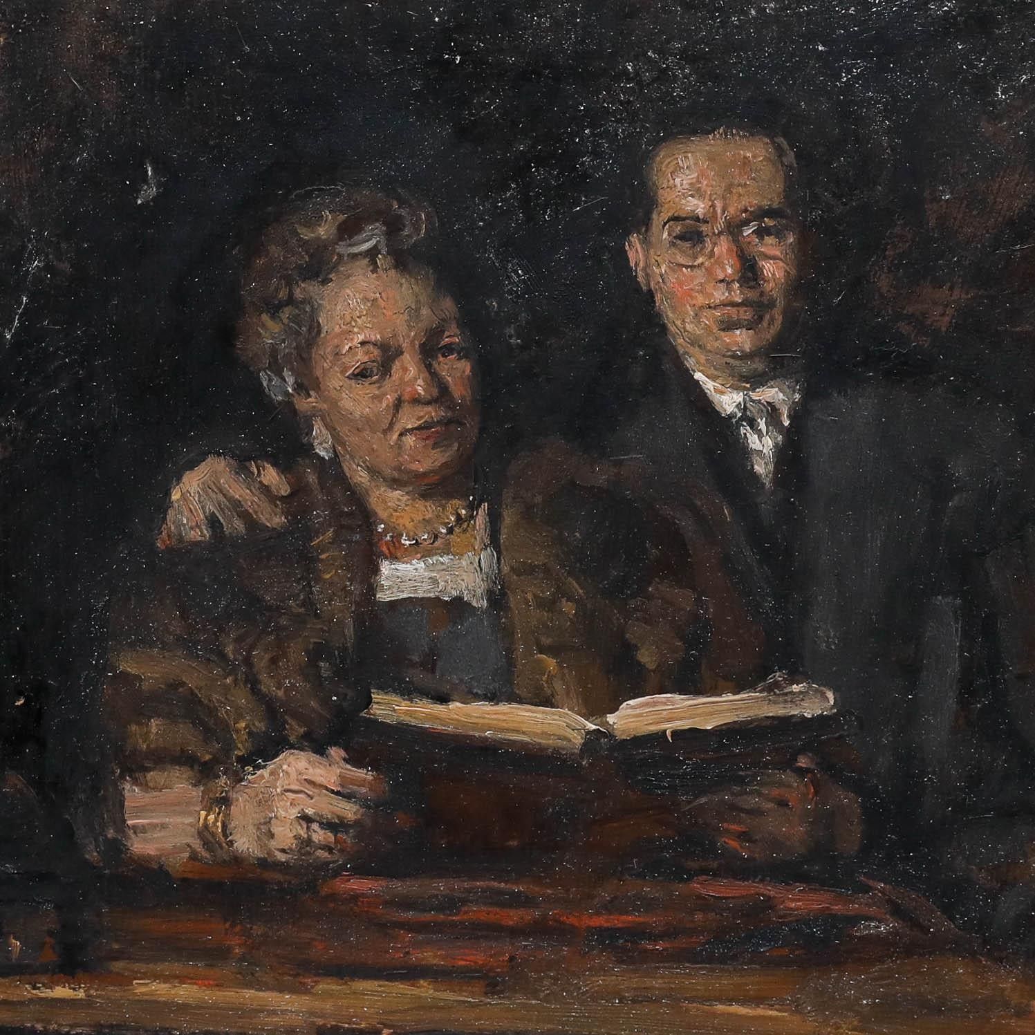 George Weissbort (1928 2013) 20th Century Oil, The Married Couple photo Art