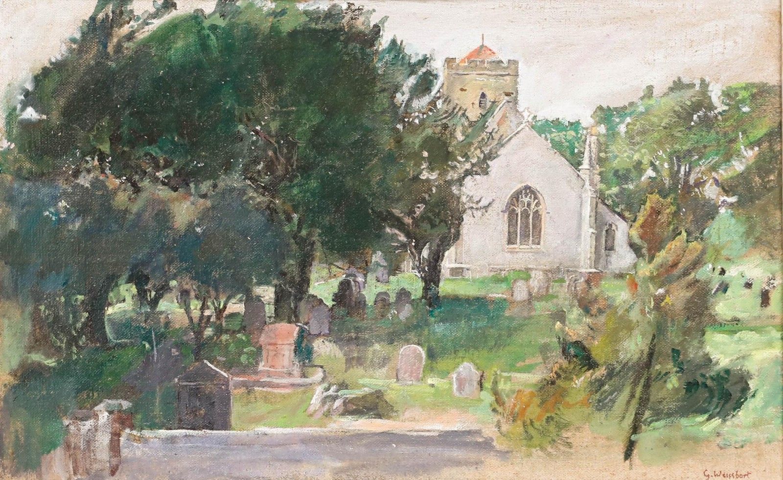 George Weissbort (1928 2013) 20th Century Oil, The Churchyard photo furniture