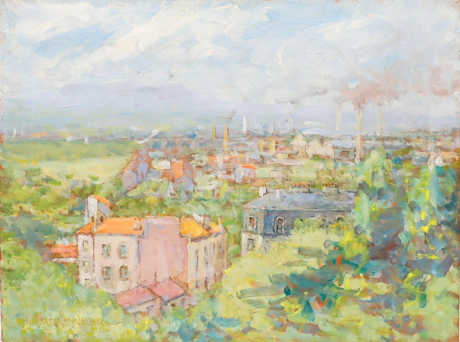 Marie Marcel Delamarre De Monchaux (1876 1953) Oil, View Of Bruges photo furniture