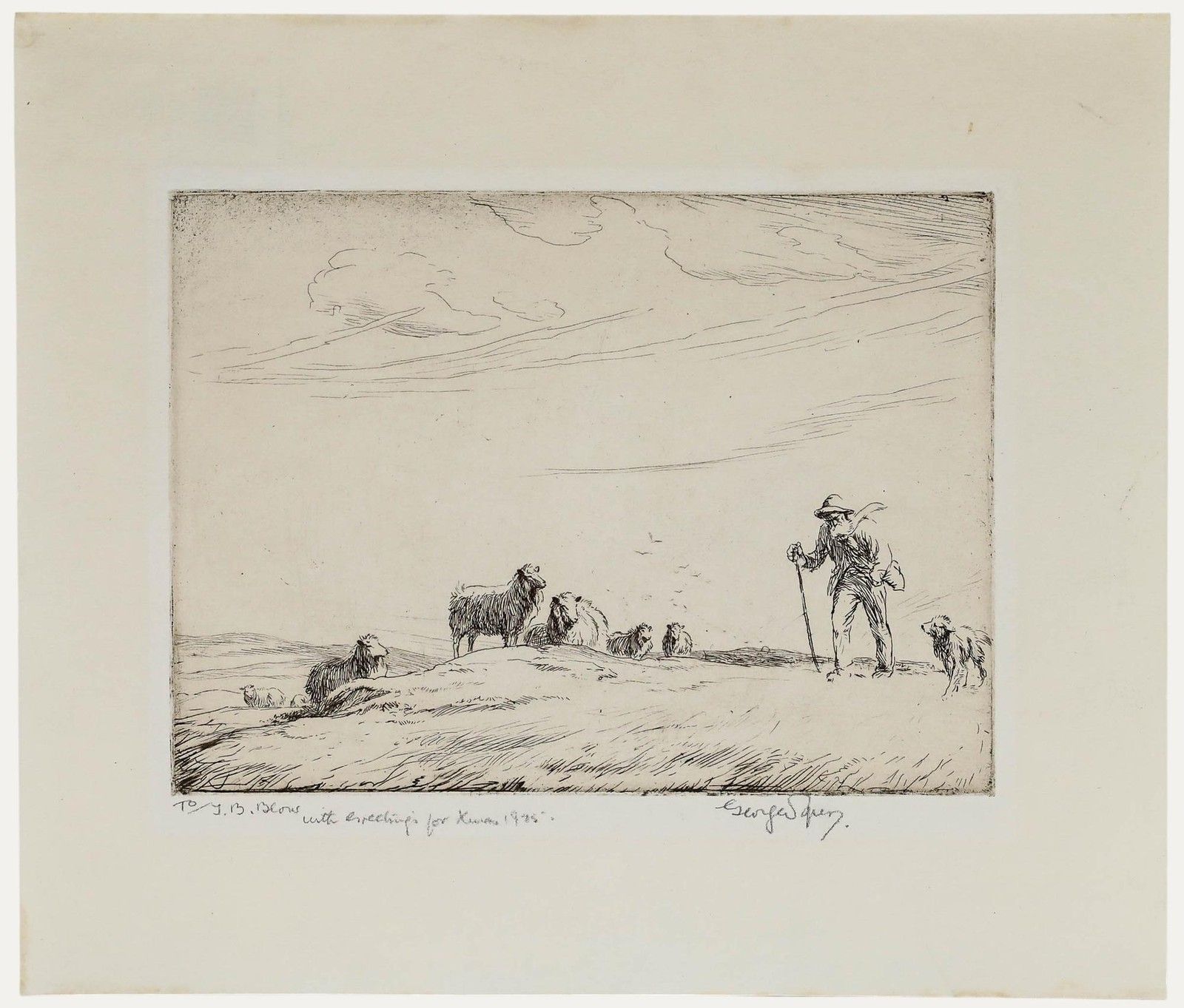 George Soper R.E. (1870 1942) 1925 Etching, A Herd In The Highlands