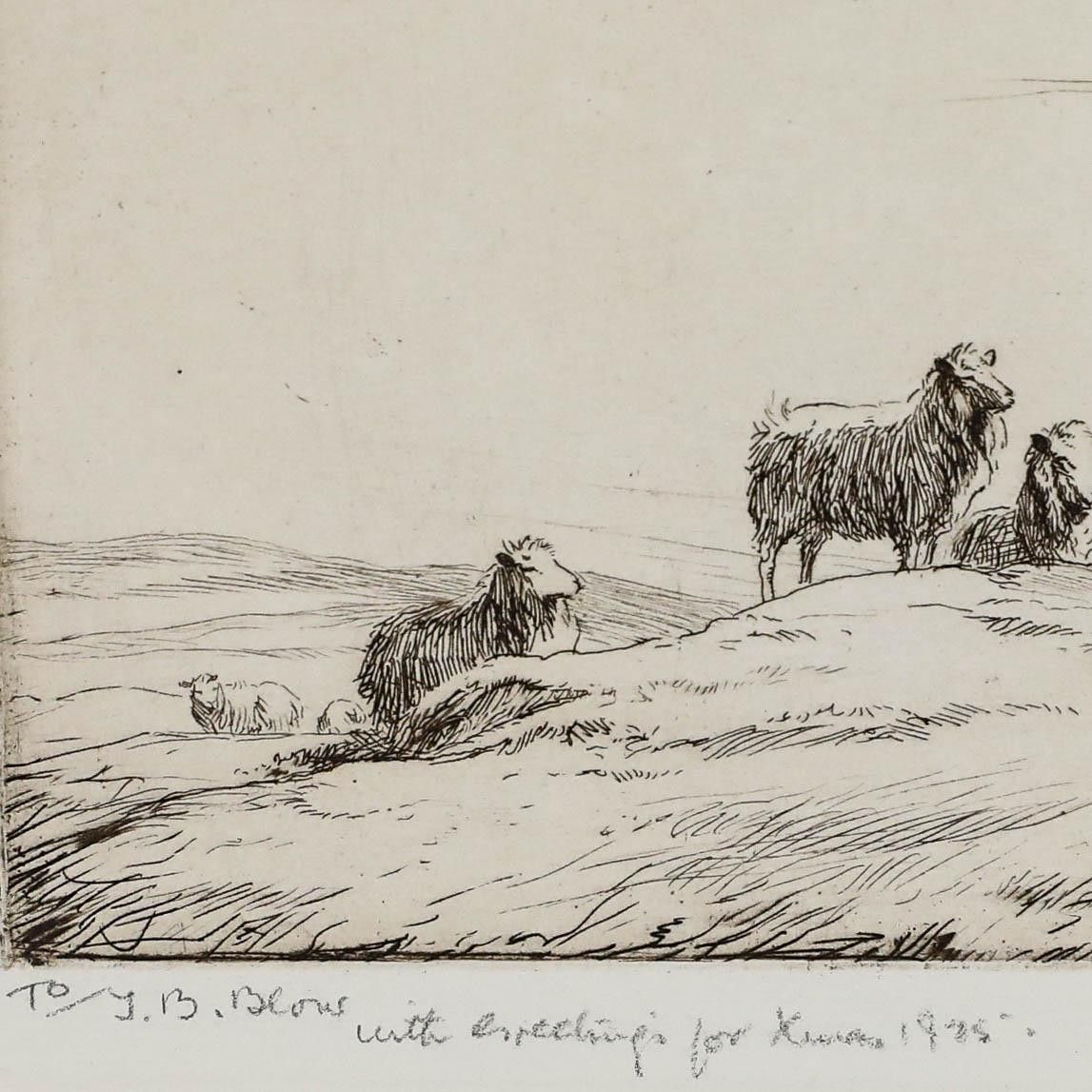 George Soper R.E. (1870 1942) 1925 Etching, A Herd In The Highlands photo for sale