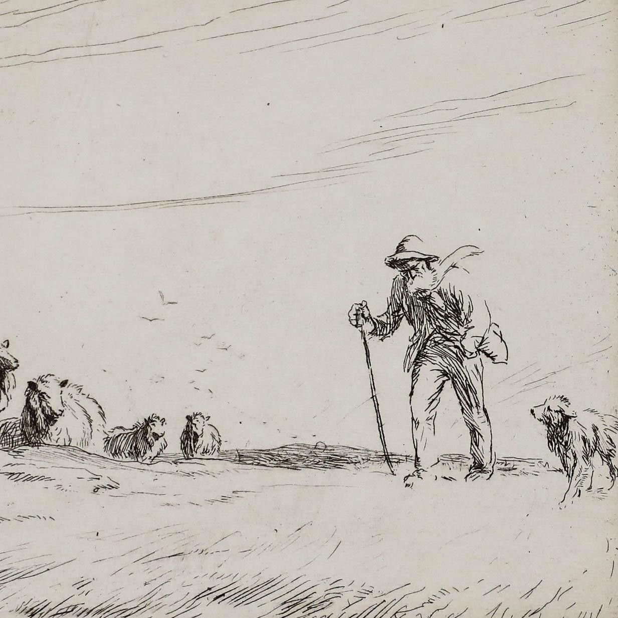 George Soper R.E. (1870 1942) 1925 Etching, A Herd In The Highlands photo Art