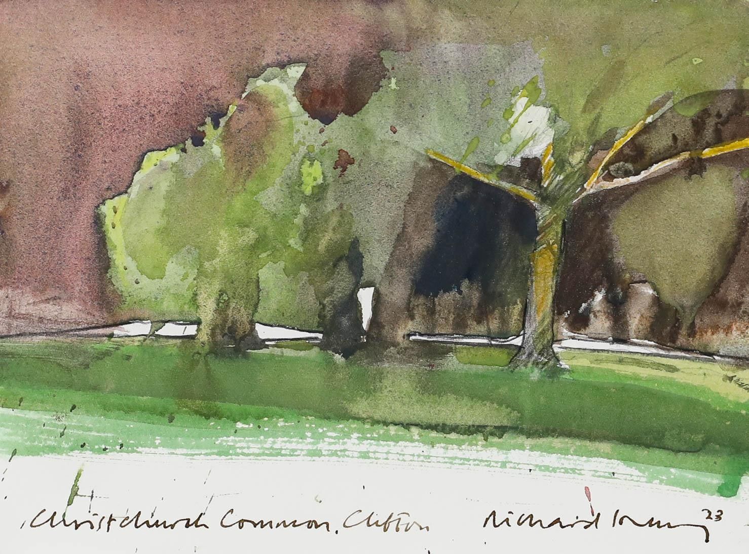 Richard J.S. Young 2023 Watercolour, Christ Church Common At Dusk photo furniture