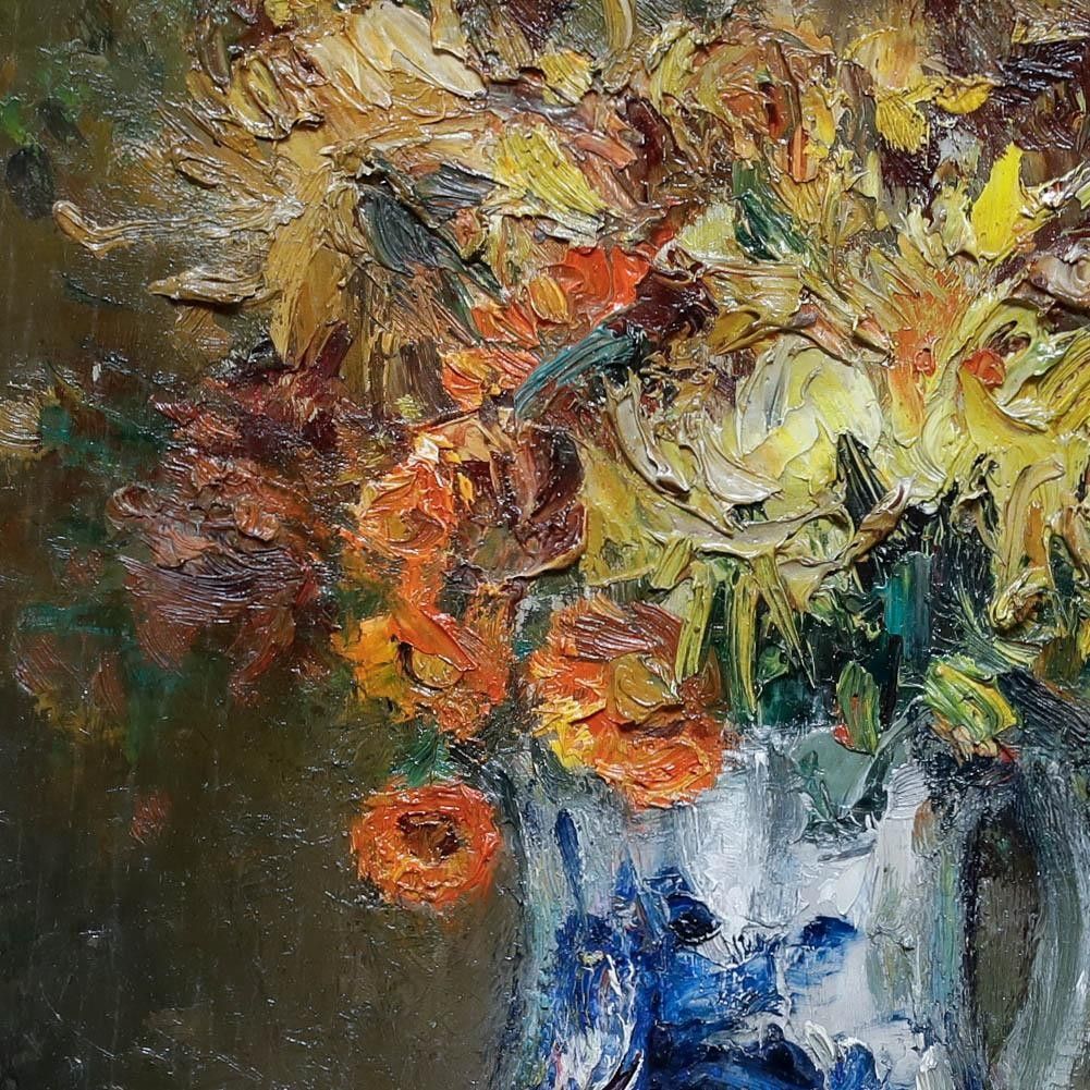 Renee Prinz (1883 1973) Mid 20th Century Oil, Orange Flowers photo 395.0