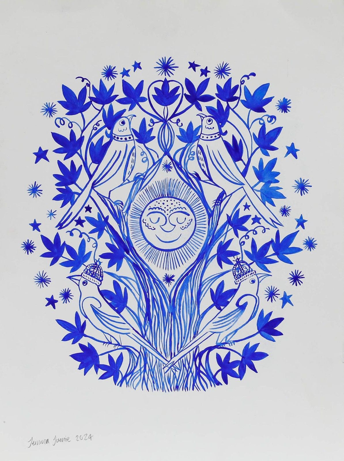 Jemma Jamie Contemporary Pen And Ink Drawing, Love Birds photo furniture