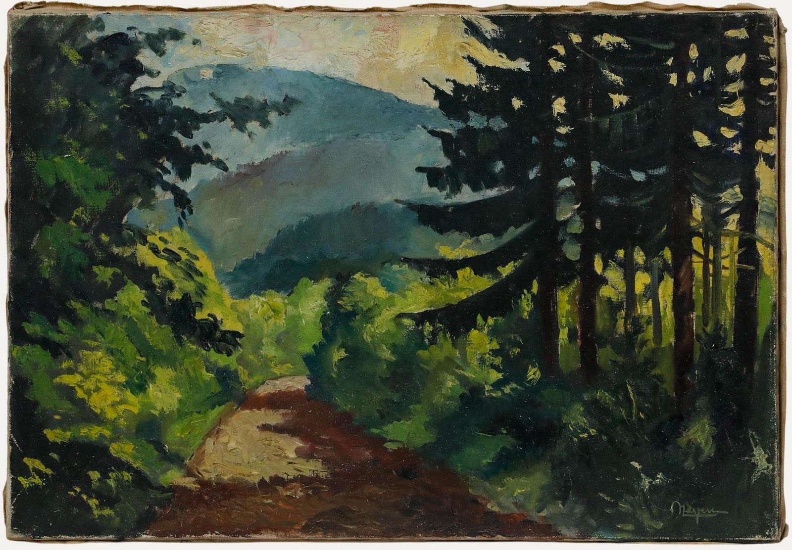 Pierre Neveu (B.1929) 20th Century Oil, Forest In The Mountains