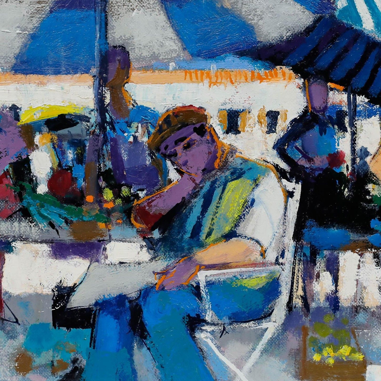 Pierre Neveu (B.1929) Contemporary Oil, La Sieste photo Art
