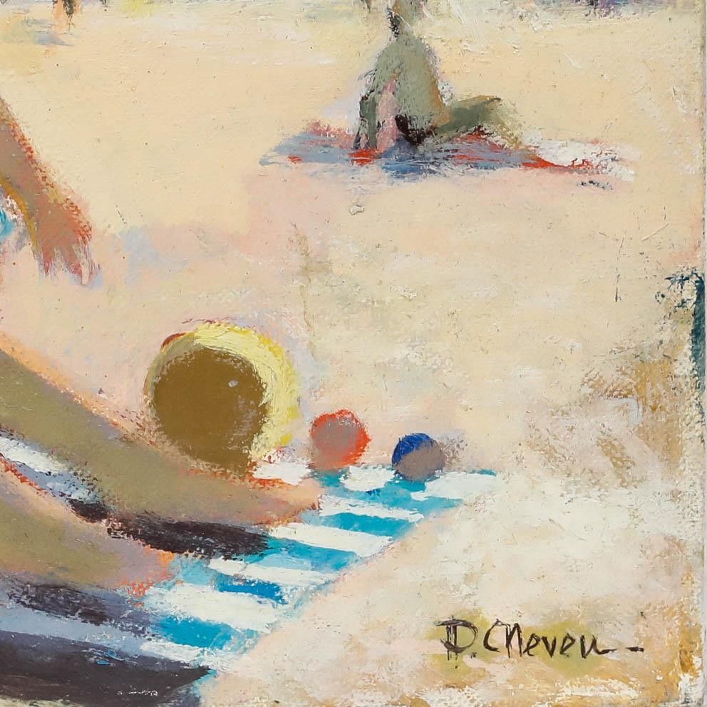Pierre Neveu (B.1929) 20th Century Oil, On The Beach photo vinterior