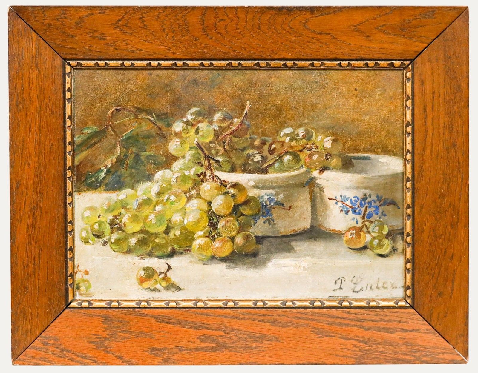 Pierre Nicolas Euler (1846 1915) Framed Oil, Still Life Of Grapes