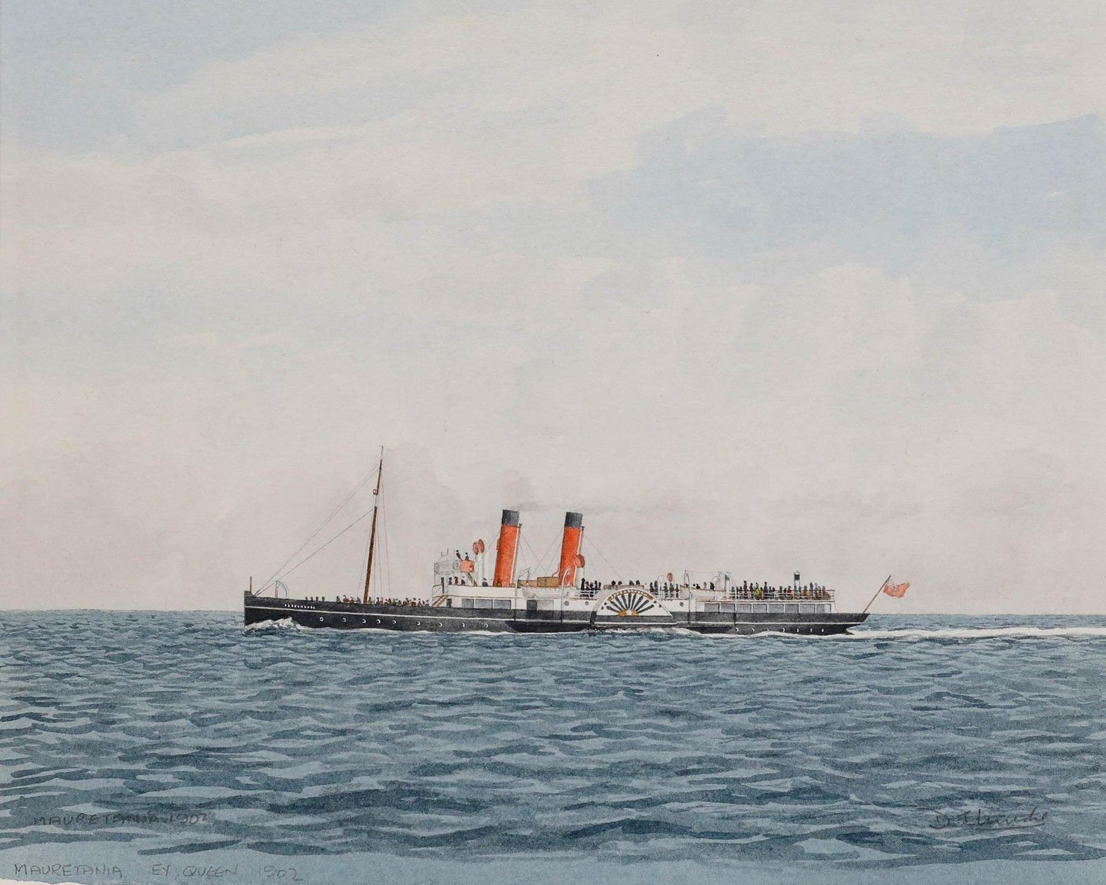 D.J. Lundie 20th Century Watercolour, Mauretania Ex Queen, 1902 photo furniture