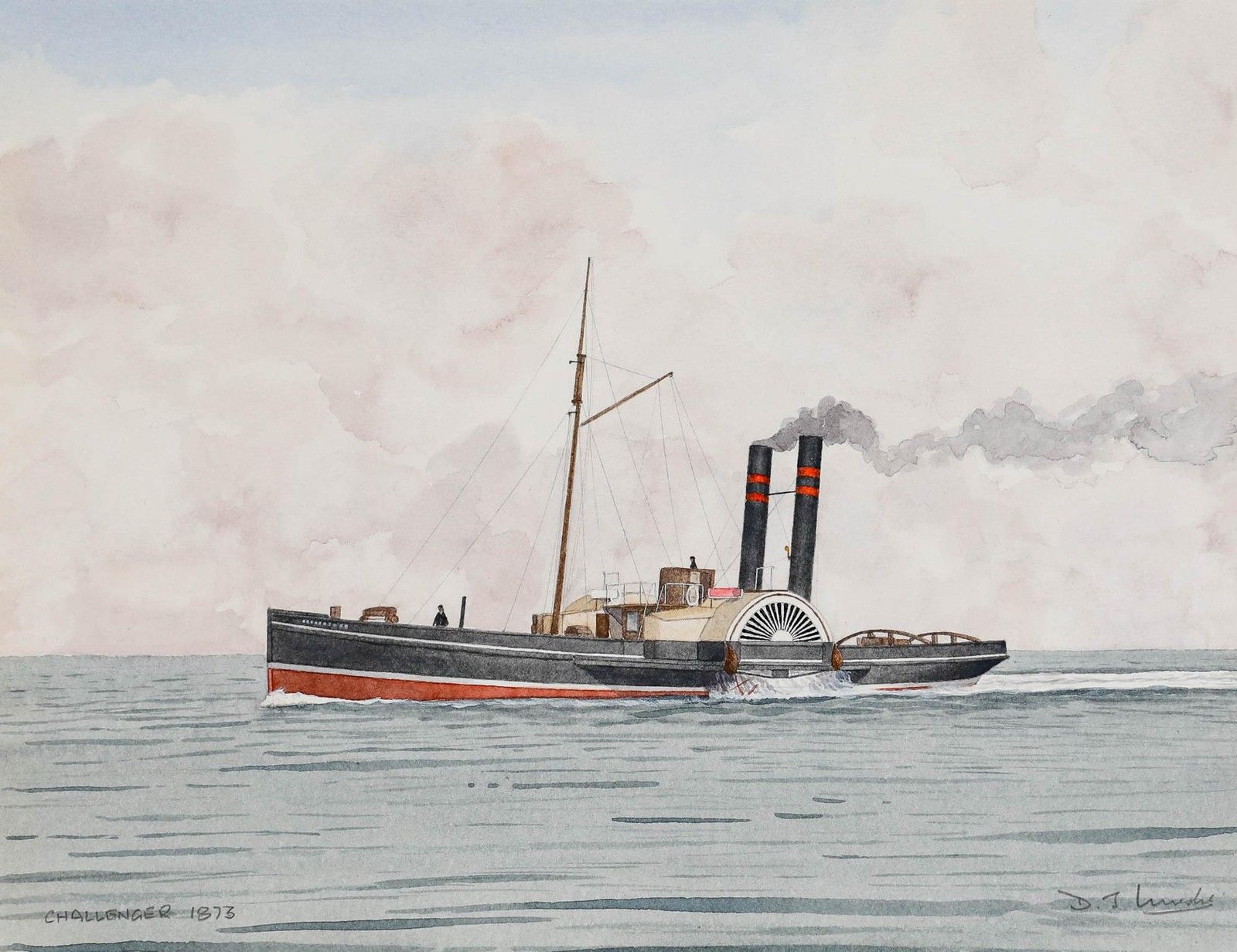 D.J. Lundie 20th Century Watercolour, Challenger, 1873 photo furniture