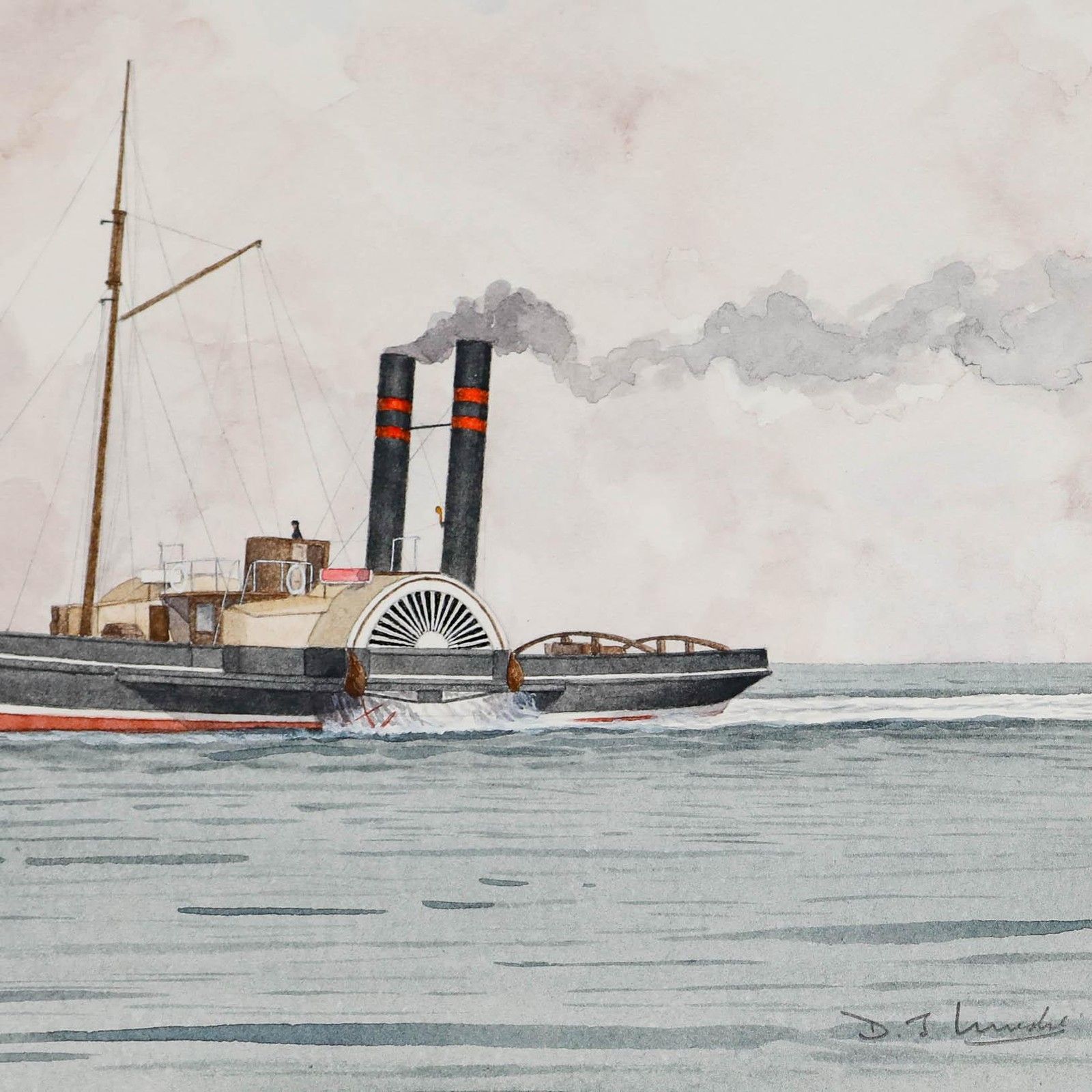 D.J. Lundie 20th Century Watercolour, Challenger, 1873 photo vinterior