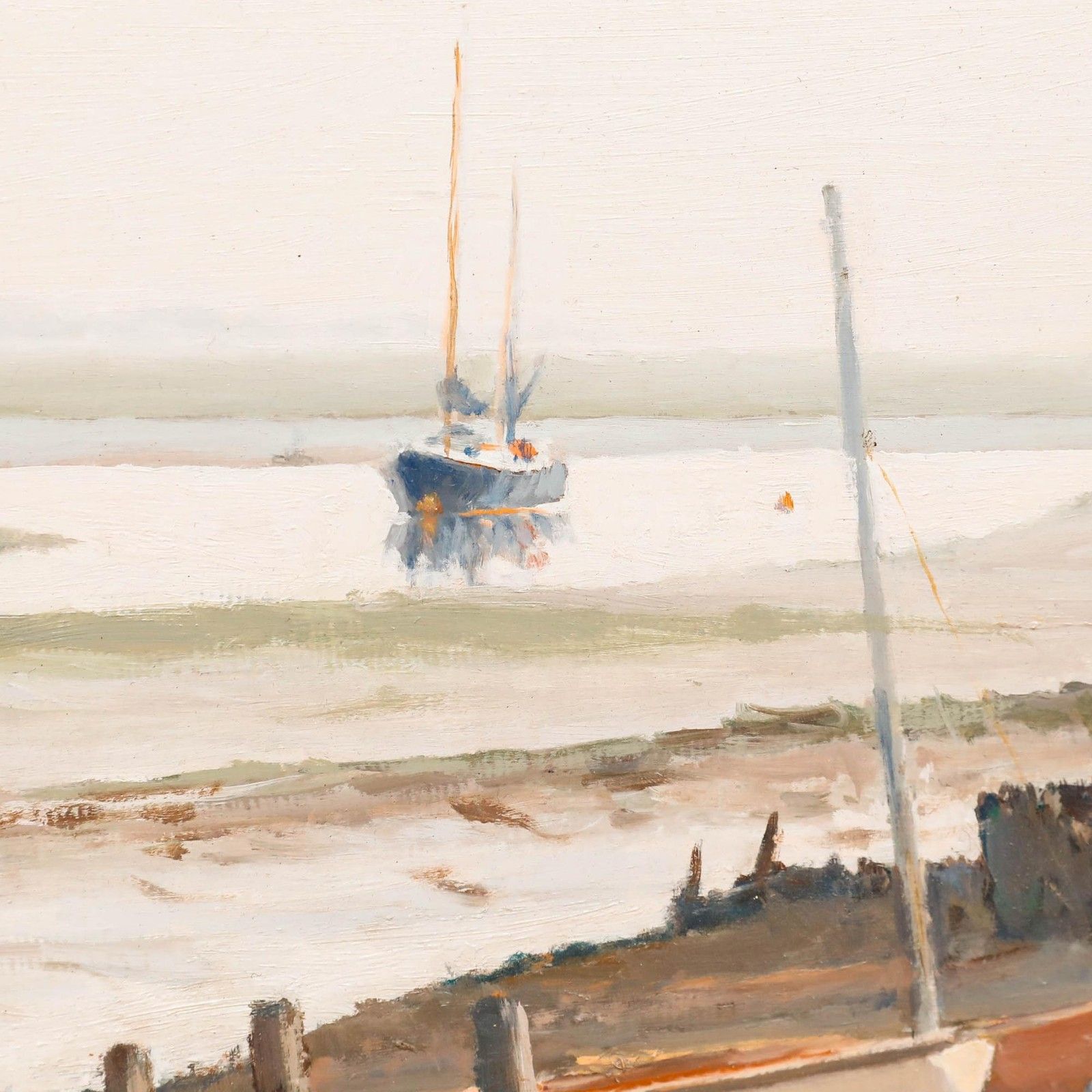 Roger Fisher Rsma (1919 1993) 1984 Oil, Low Tide, Landermere Wharf photo 275.0