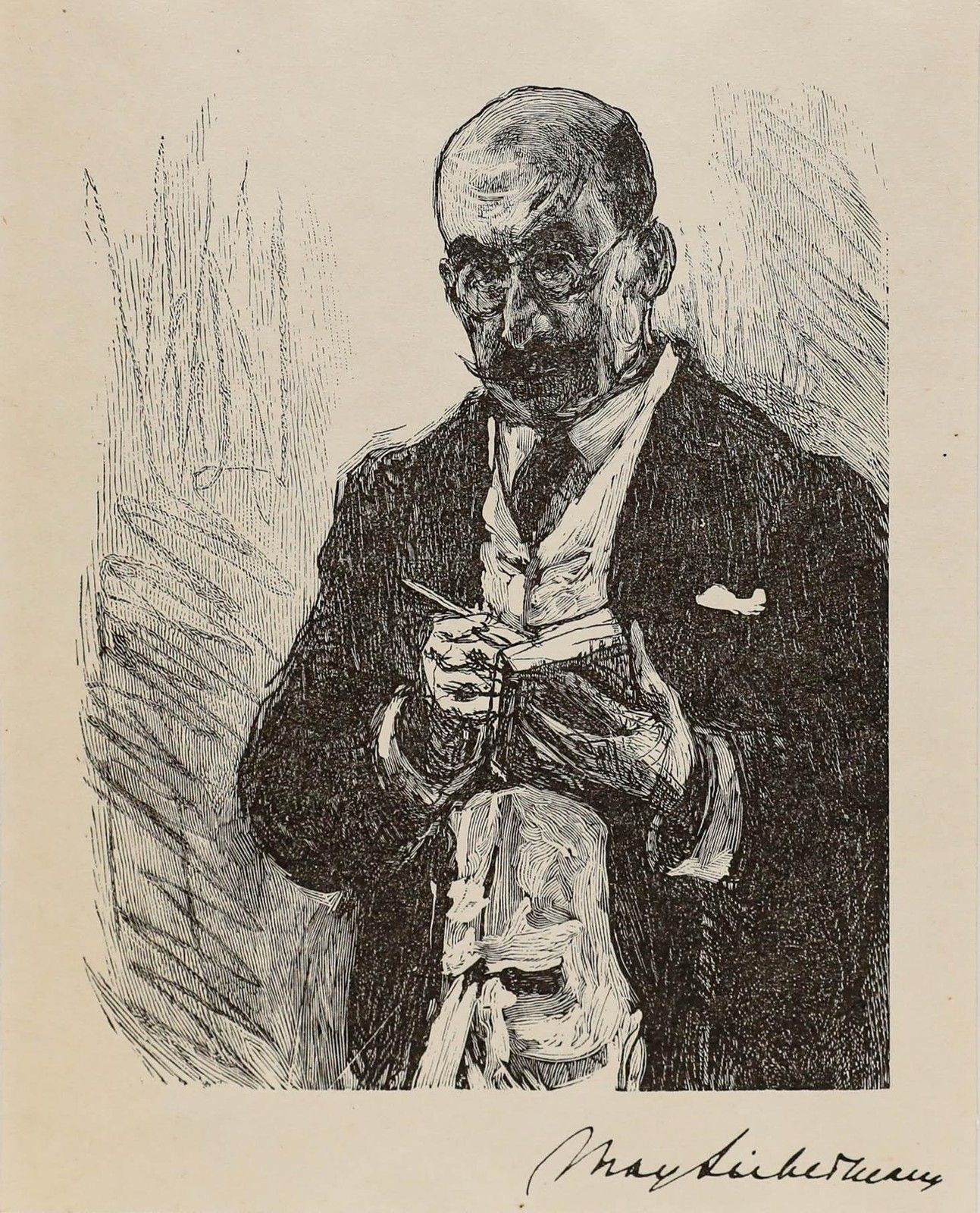 Max Liebermann (1847 1935) Mid 20th Century Lithograph, Self Portrait photo furniture
