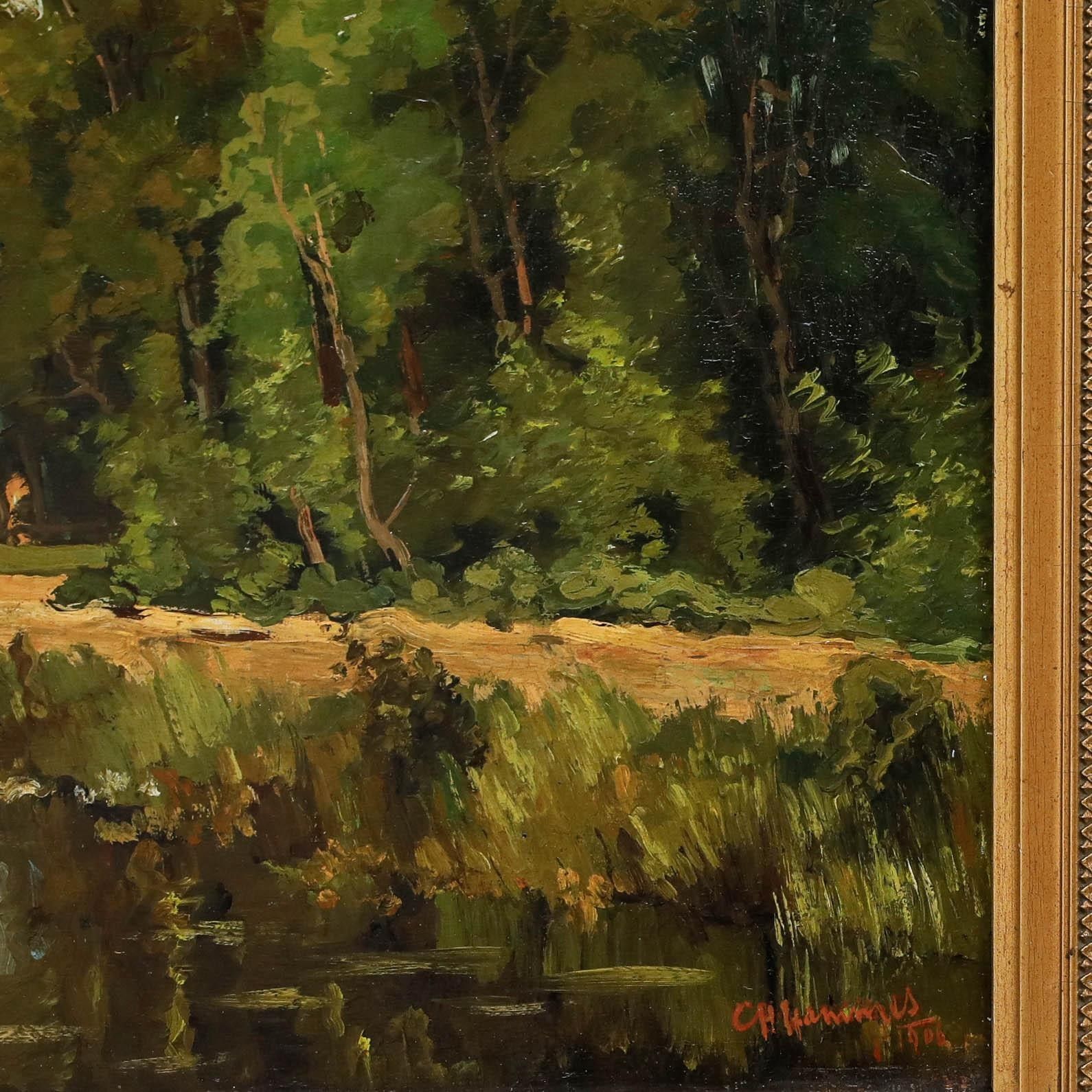 Christiaan Hendrik Hammes (1872 1965) Framed Oil, The Dutch Drawbridge photo vinterior