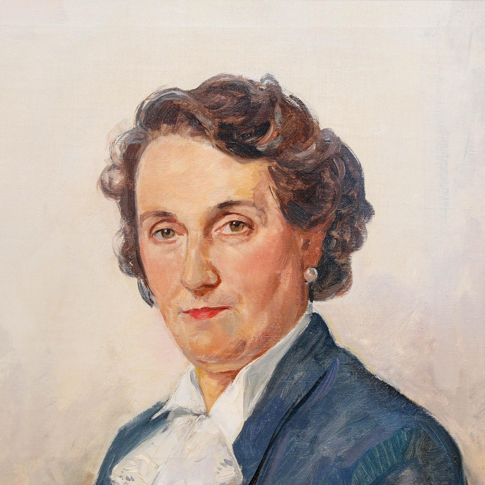 Luc De Decker (1907 1982) 20th Century Oil, Lady In Blue photo Art