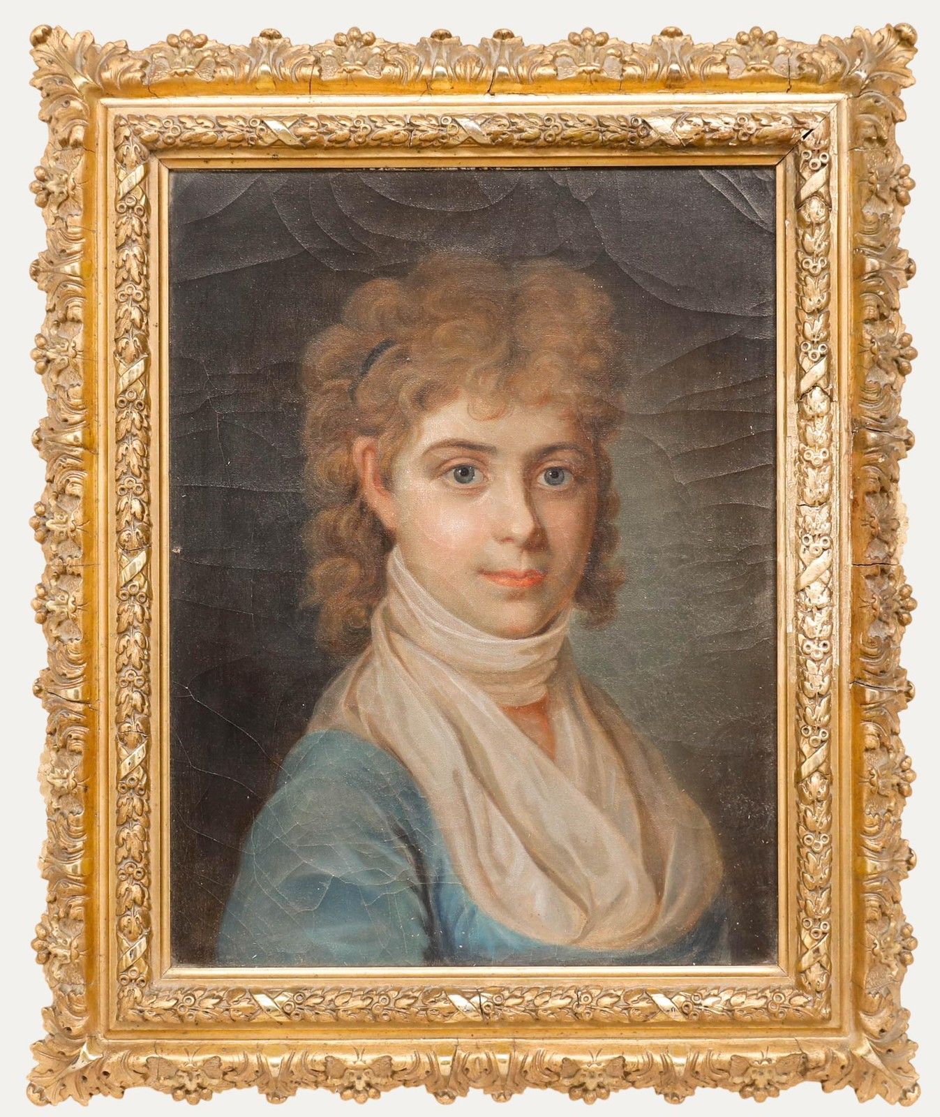 Fine 19th Century Oil Portrait Of A Girl With Golden Curls