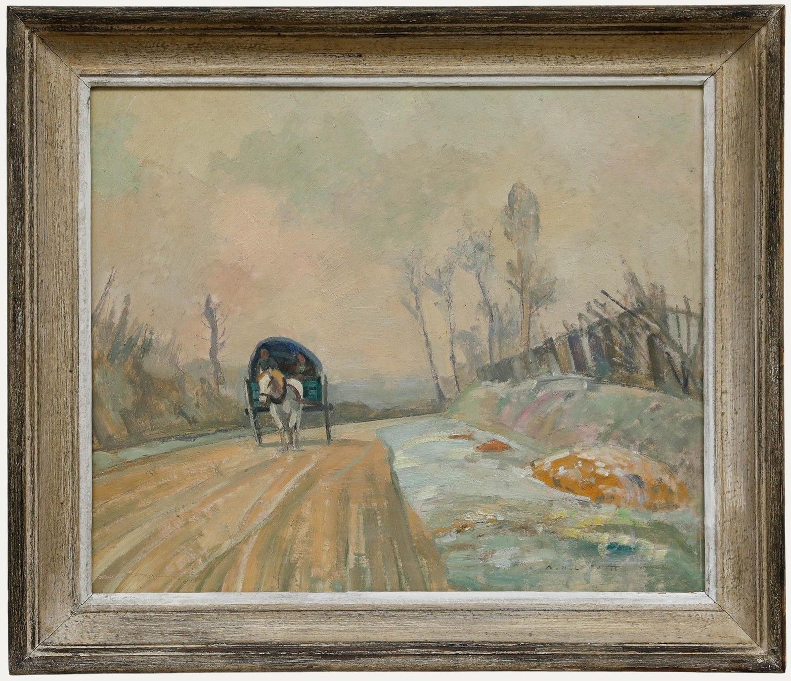 Mid 20th Century Oil Off To Town In Early Morning Frost