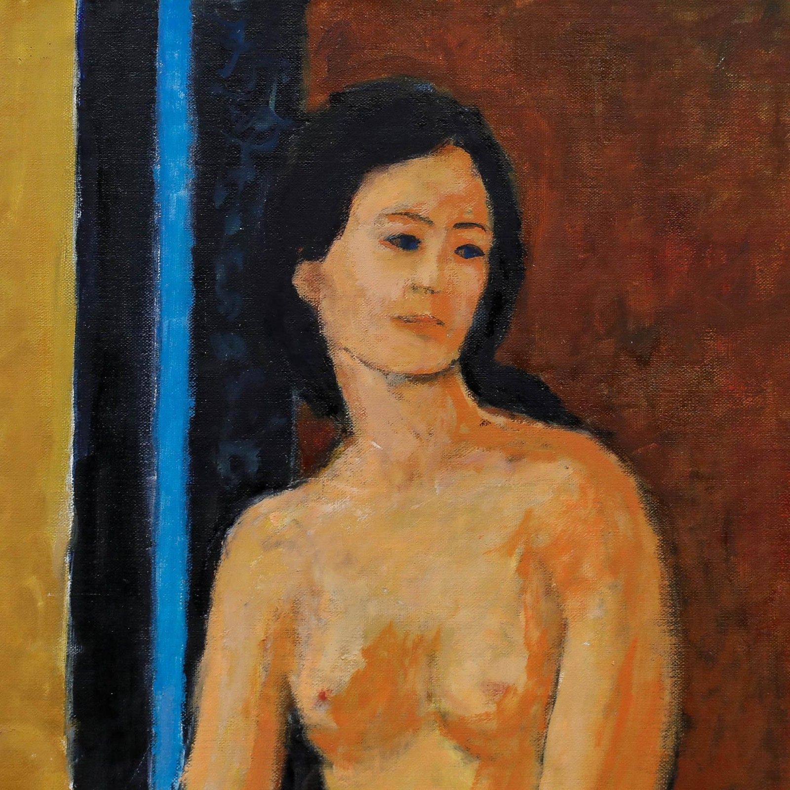 Pierre Neveu (B.1929) Contemporary Oil, Blue Eyed Lady photo Art