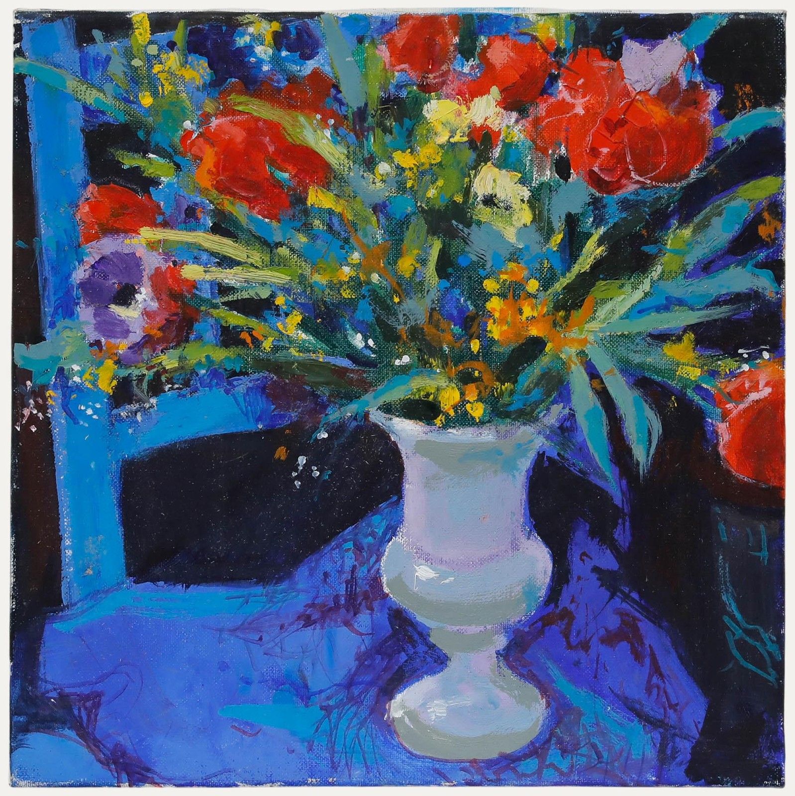 Pierre Neveu (B.1929) Contemporary Oil, A Spring Urn