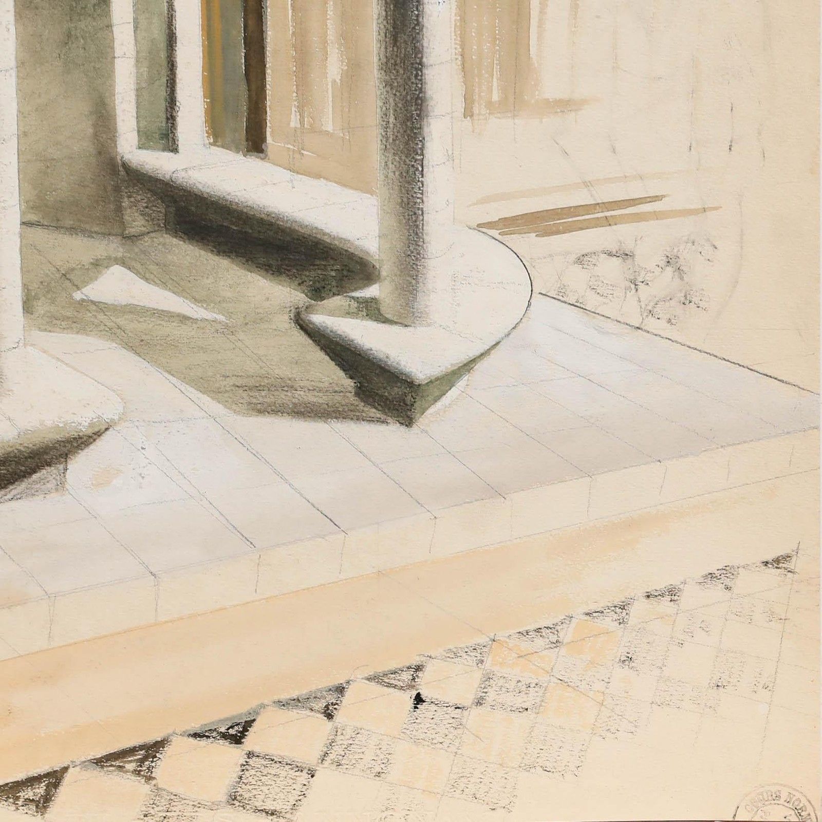 Pierre Neveu (B.1929) Mid 20th Century Gouache, Echelle photo for sale