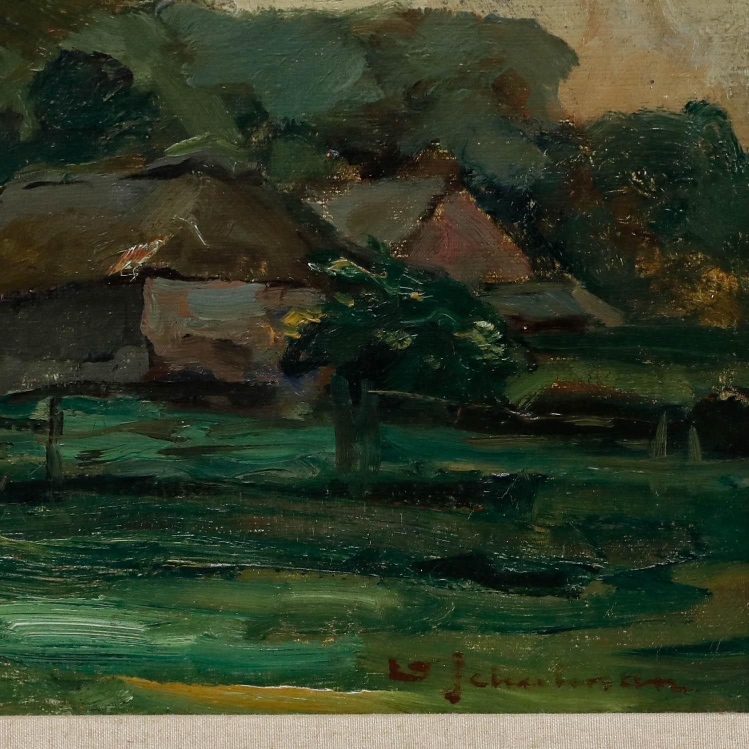 David Schulman (1881 1966)  Early 20th Century Oil, Farm Near Blaricum photo vinterior