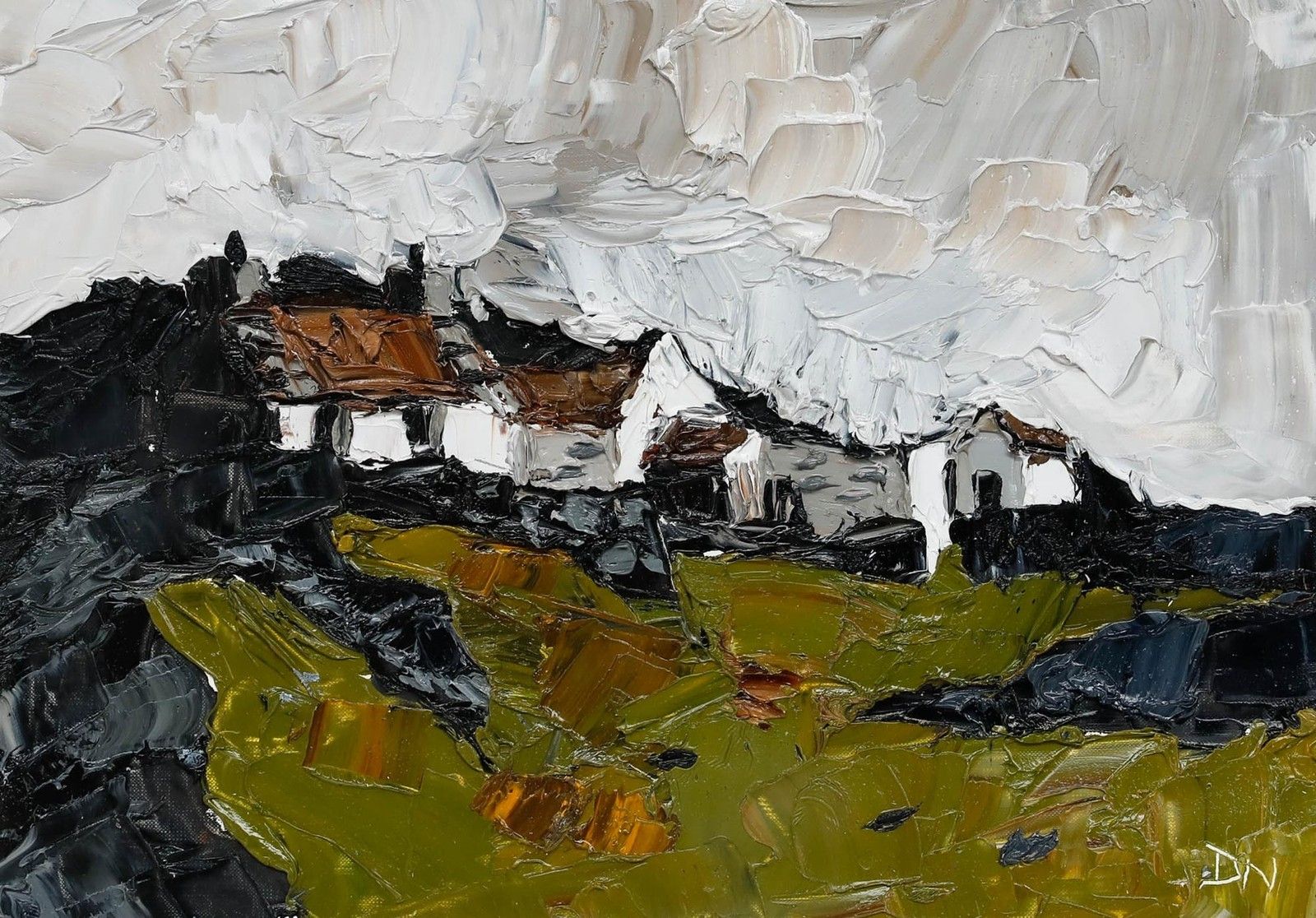 Daniel Nichols After Kyffin Williams Contemporary Oil, Cottages On The Crag photo furniture