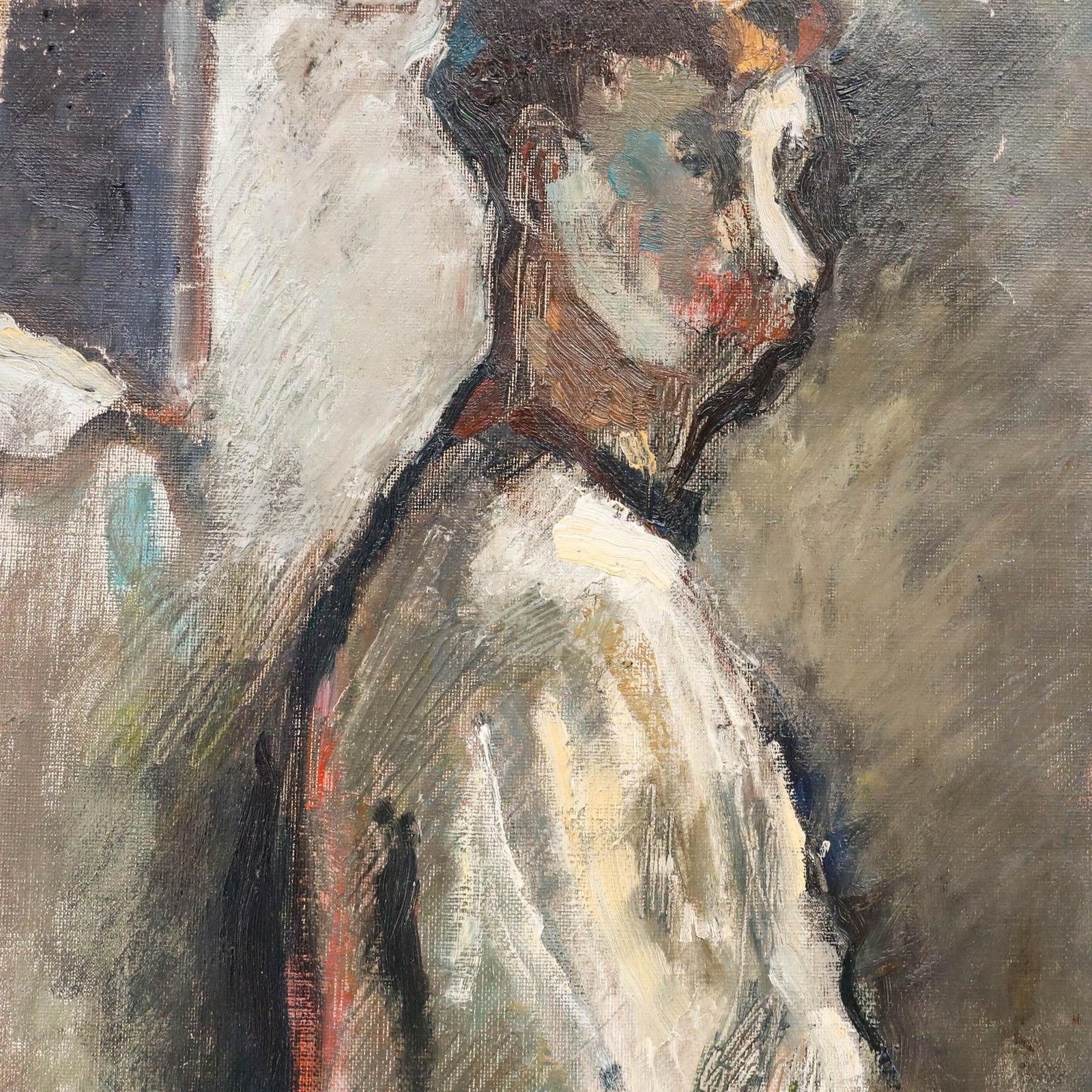 Madeleine Flaschner (1933 2022) 20th Century Oil, Man In Profile photo Art