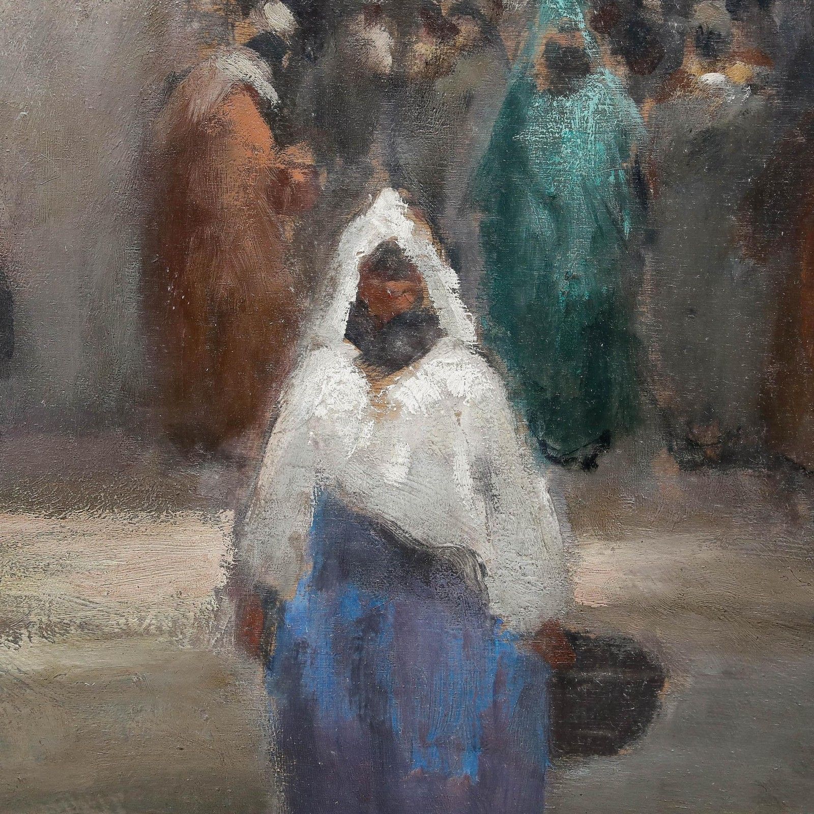 Jeronimo Muniz (B. 1938) Framed 20th Century Oil, A Day At The Market photo Art