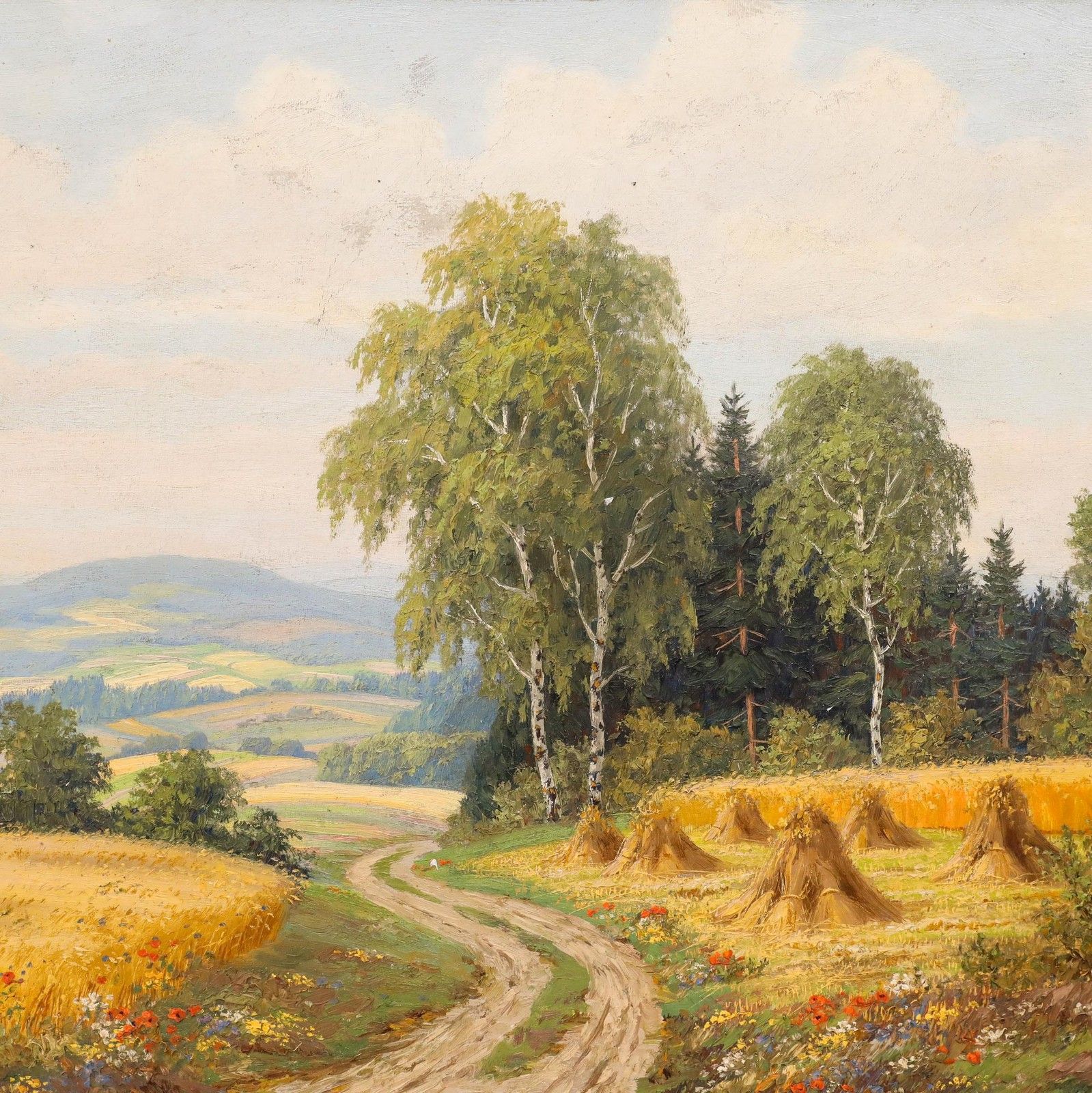 Martin Henschke Mid 20th Century Oil, Summer Evening In Vogtlandkreis photo Art