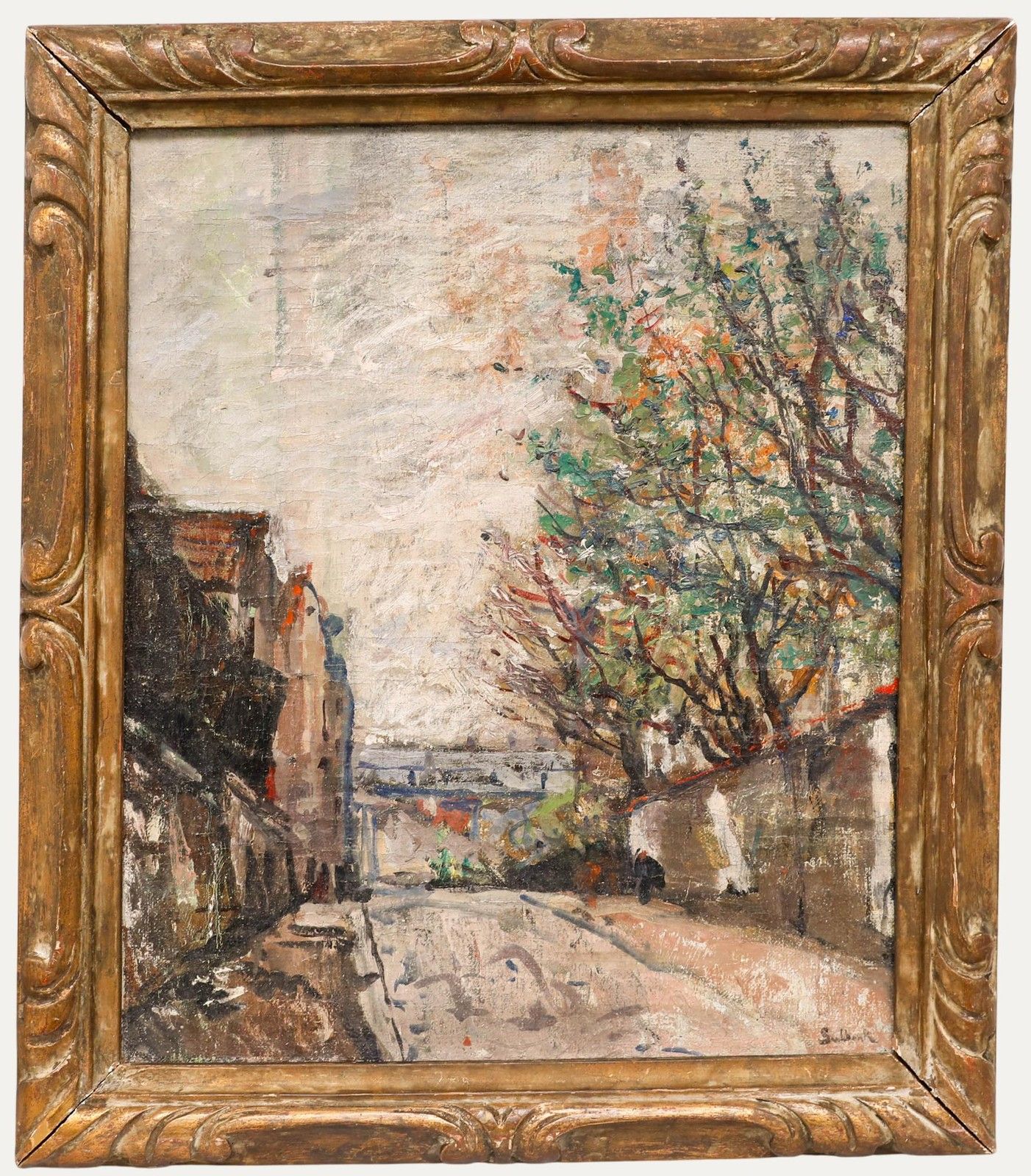 Herand Gulbenkian (1880 1968) Mid 20th Century Oil, The Tree Lined Street