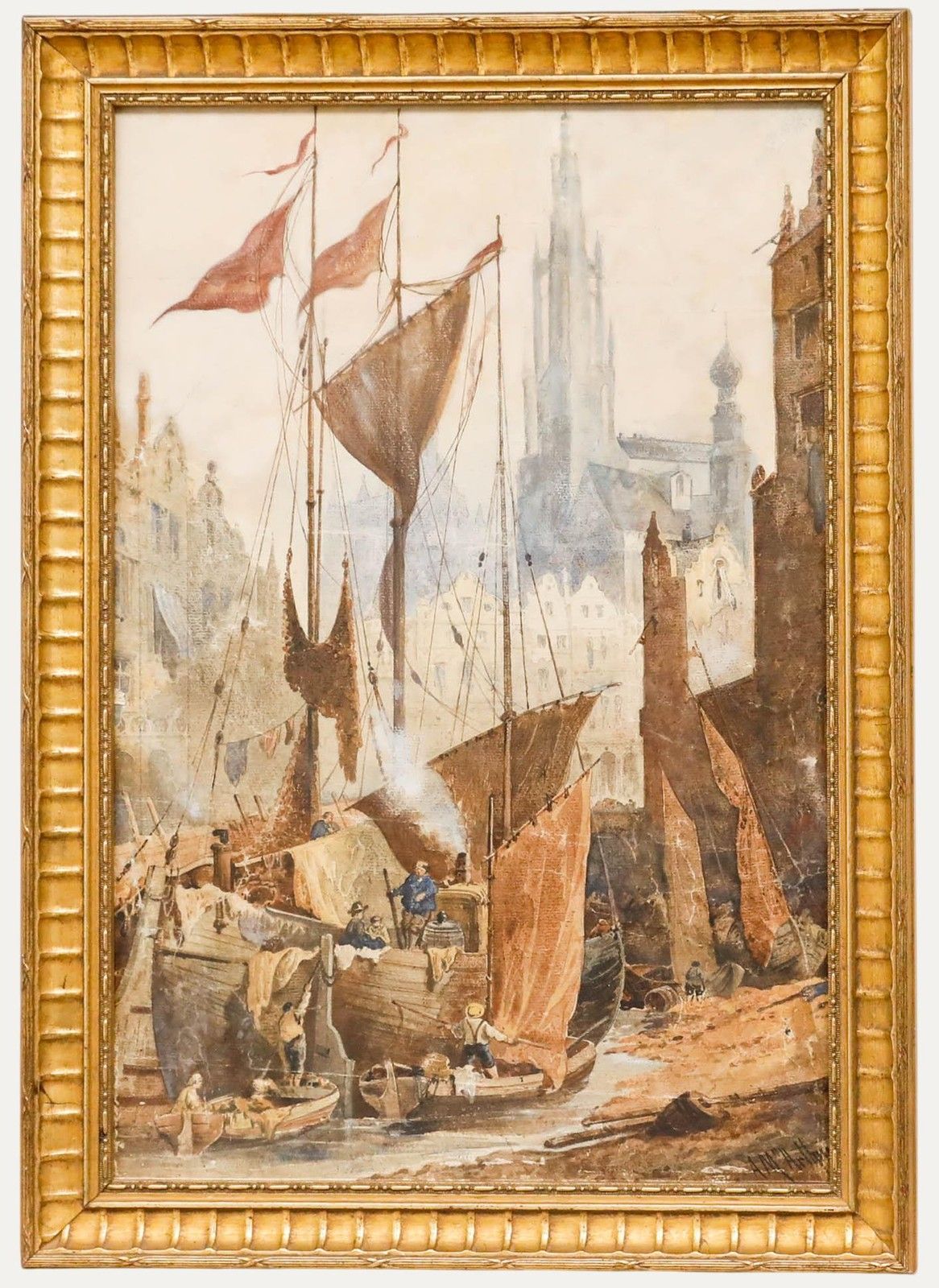 Arthur Mcarthur (1827 1892) Late 19th Century Watercolour, Busy Harbour Scene
