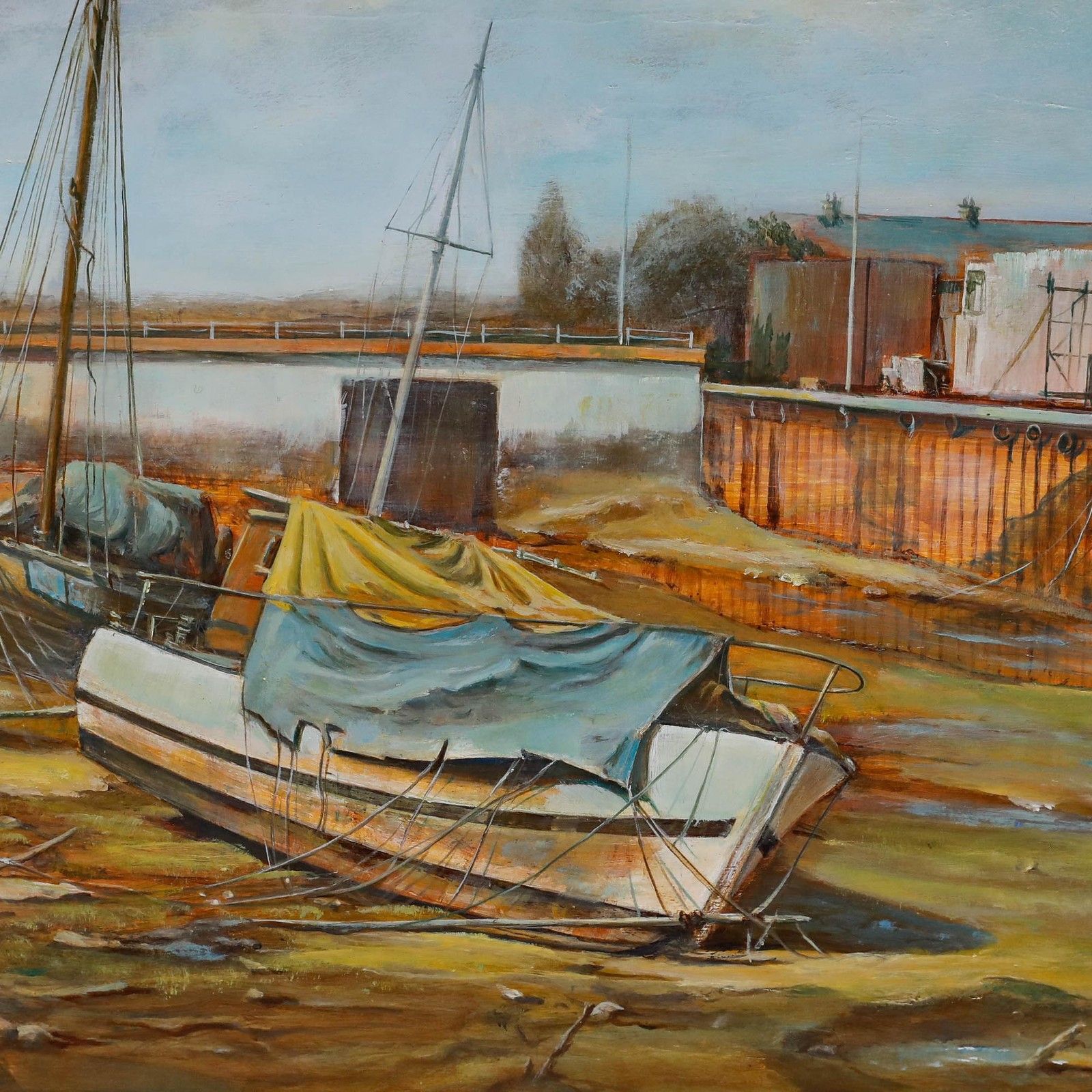 Brian Mays (1938 2005) 1988 Oil, Hessle Haven photo for sale