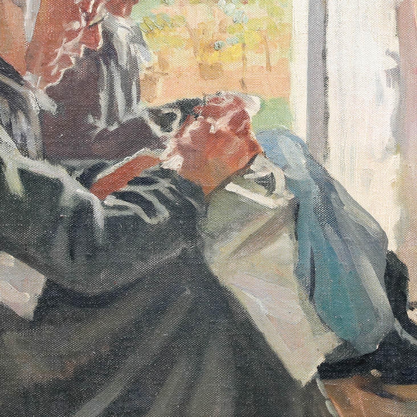 Fanny Elizabeth Casthelaz Framed Mid 20th Century Oil, The Lacemakers photo 550.0