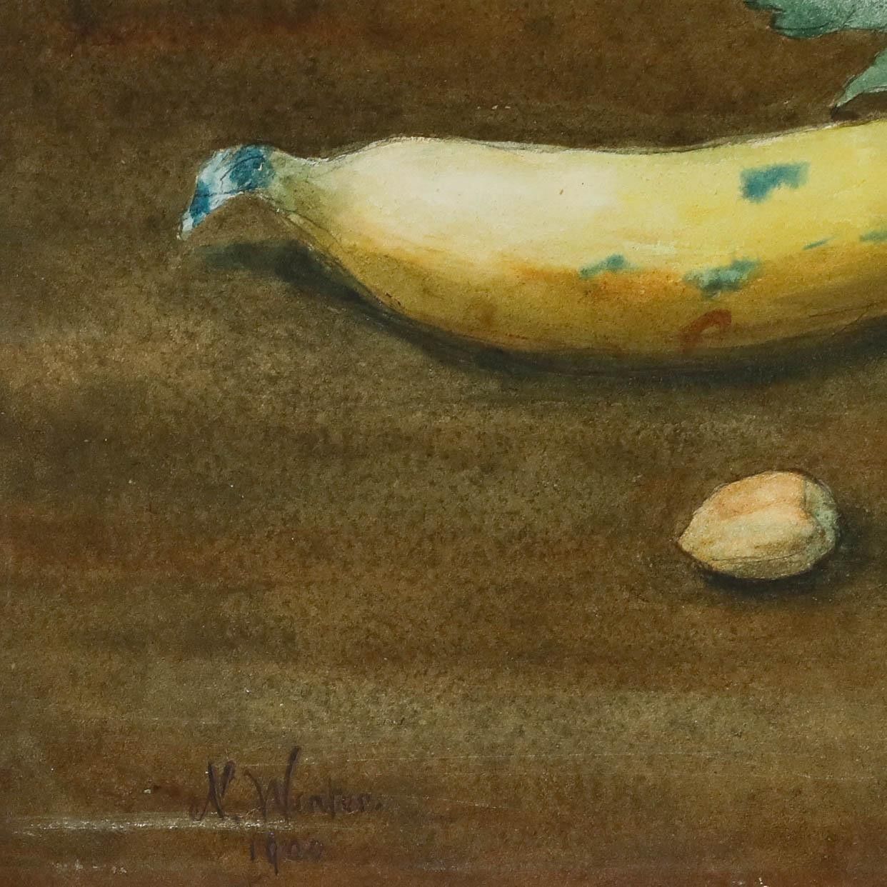 N. Winter 1900 Watercolour, Grapes And Melon photo Art