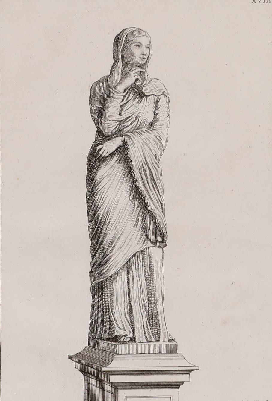 Sir Nicolas Dorigny (1658 1746) 18th Century Etching, Statue Of Giulia Mamaea photo furniture